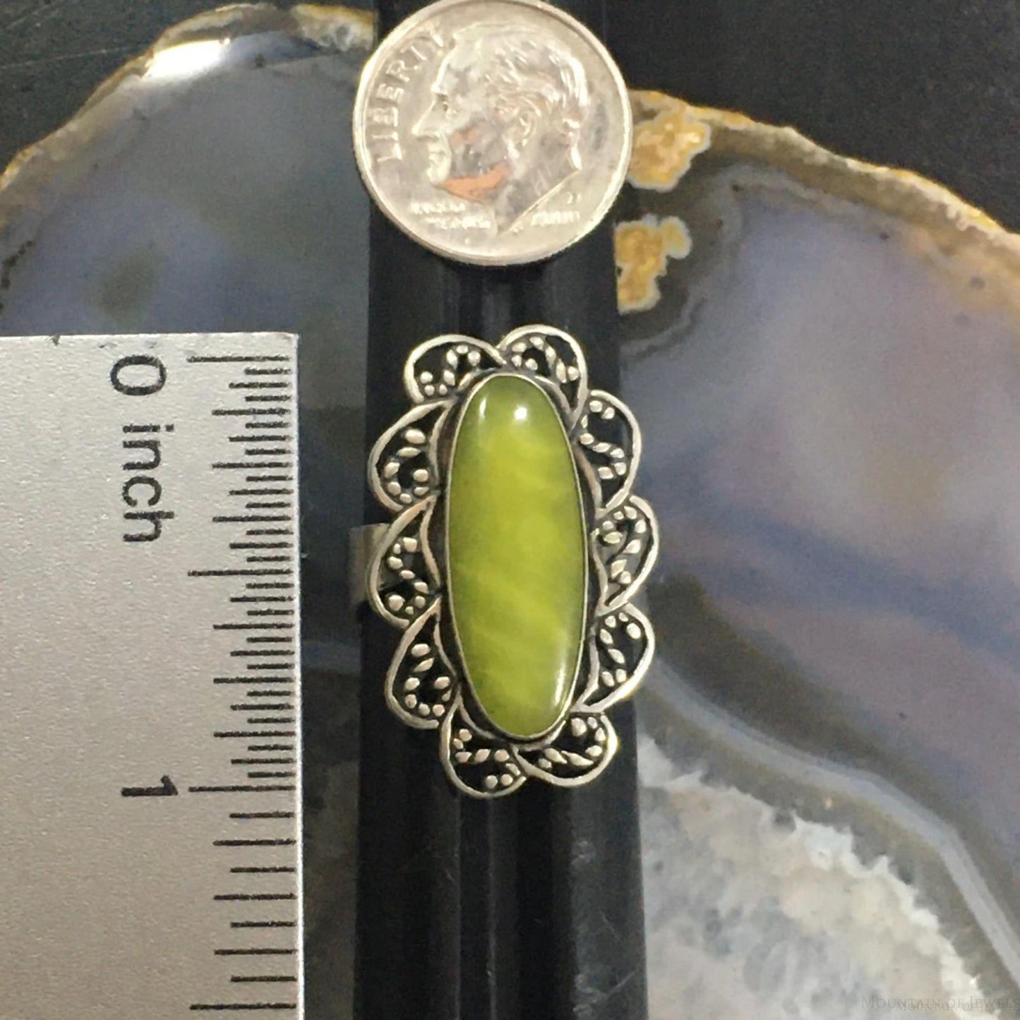 Carolyn Pollack Southwestern Style Sterling Silver Variscite Adjustable Ring For Women