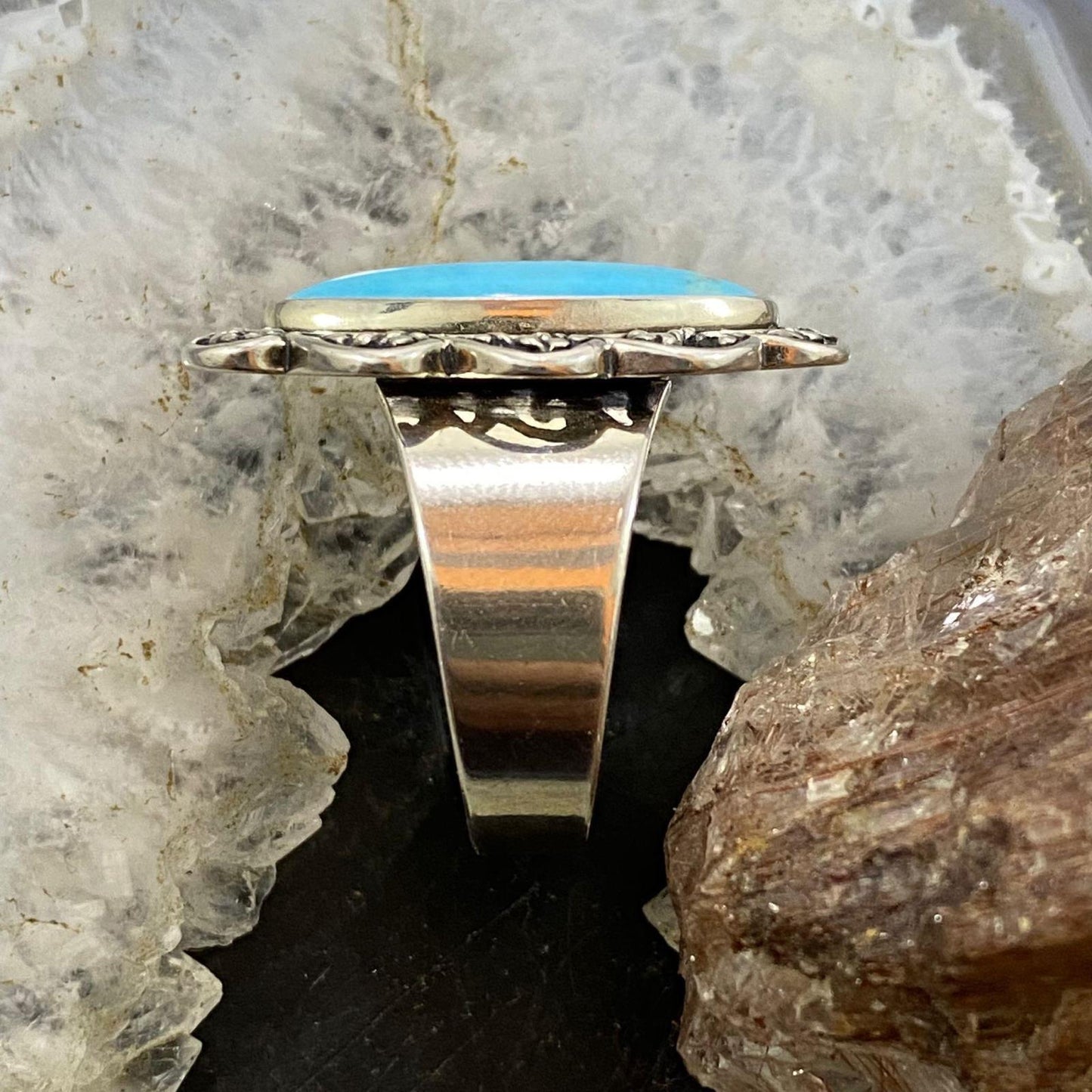 Carolyn Pollack Sterling Silver Elongated Turquoise Decorated Ring Sz Variety