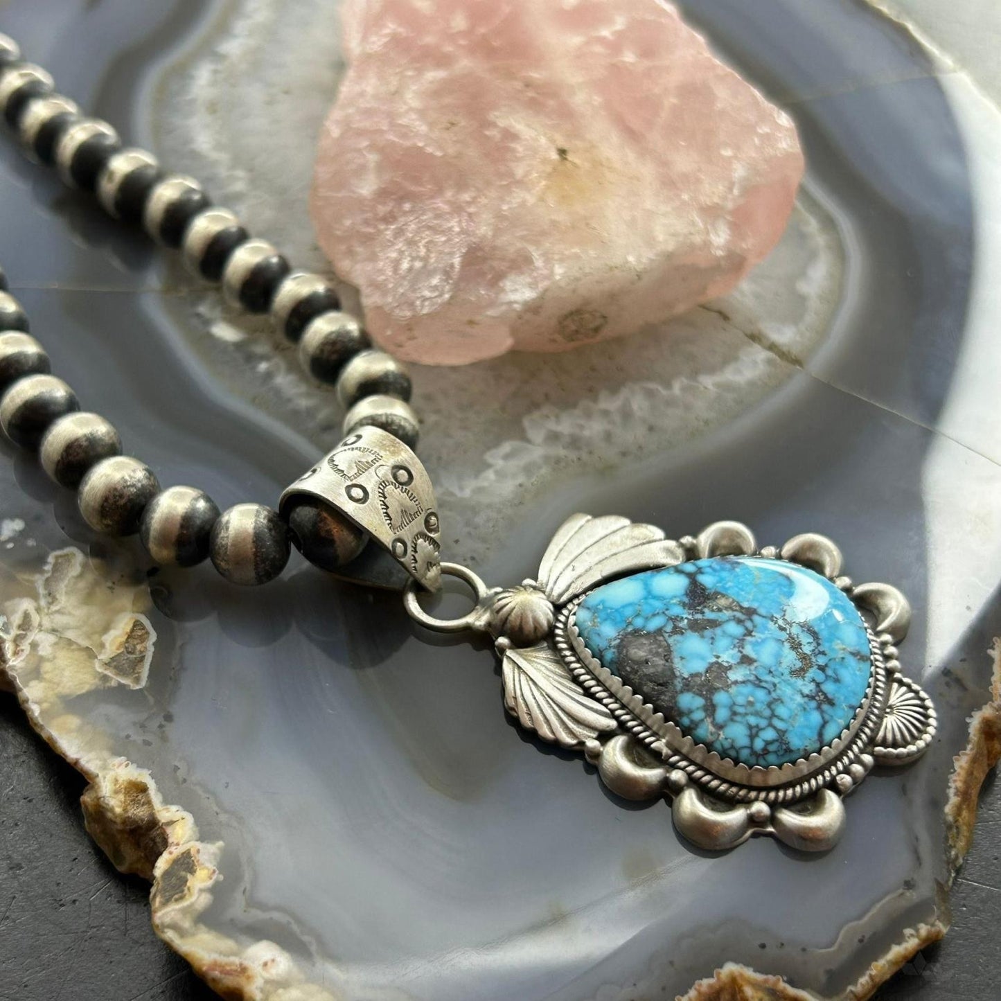 Sterling Silver Southwestern Style Wide Teardrop Kingman Turquoise Pendant For Women