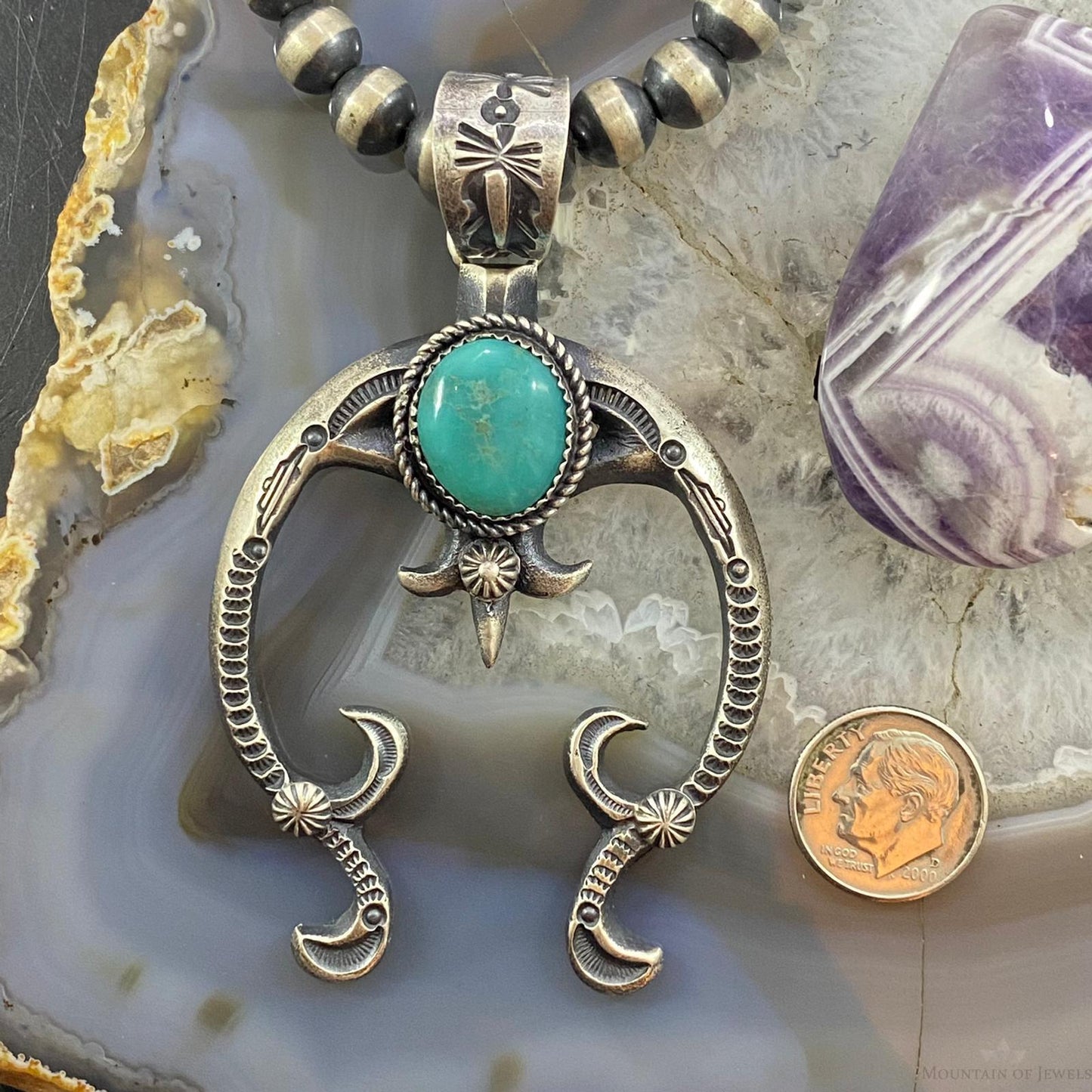 Eva & Linberg Billah Sterling Silver Turquoise Decorated Naja Unisex Pendant #23