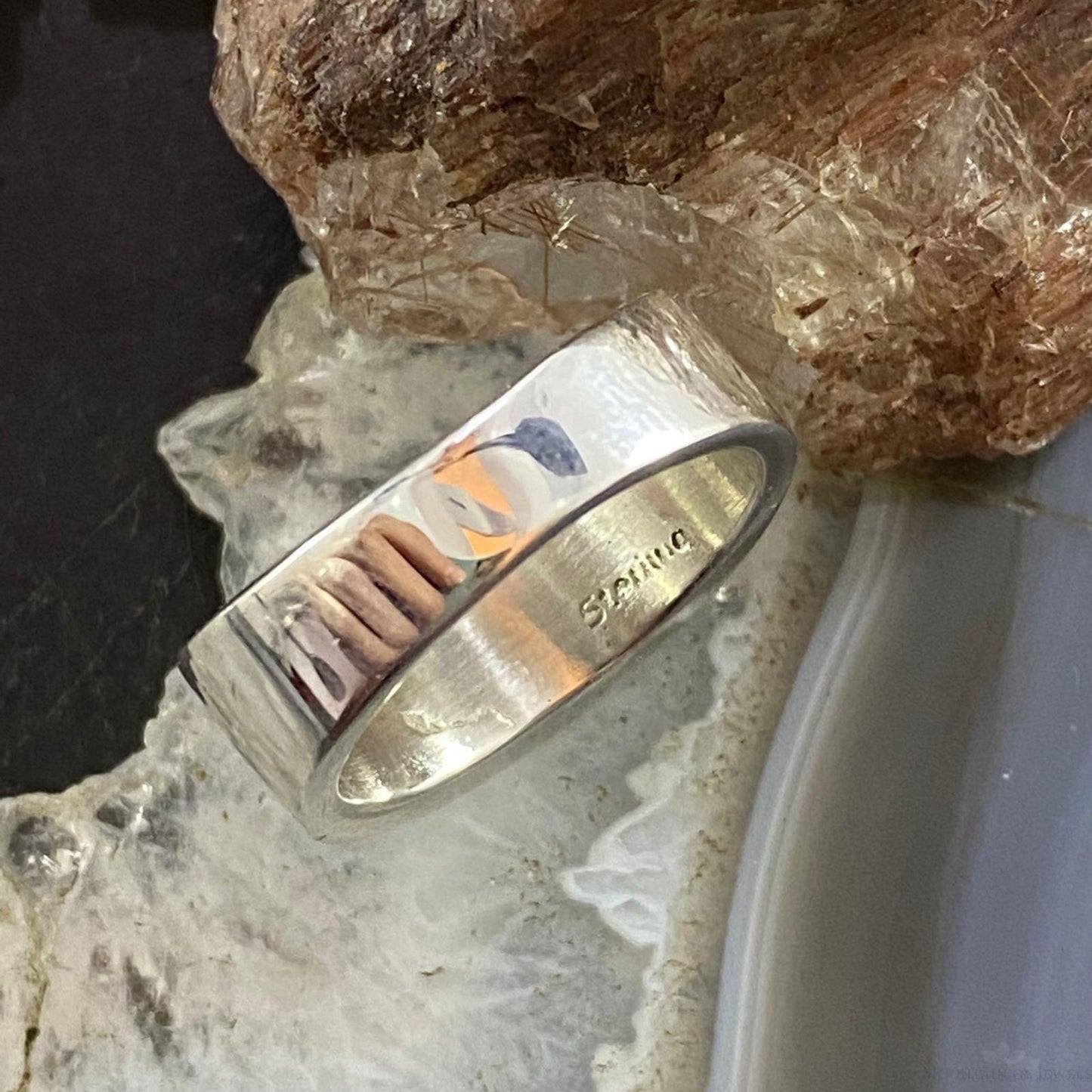 Native American Sterling Silver Blue Ridge Turquoise Graduated Band Ring Size 7