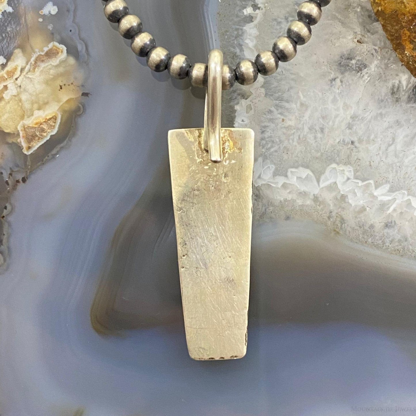 Cheyenne Custer Native American Sterling Silver Trapeze Tufa Cast Unisex Pendant