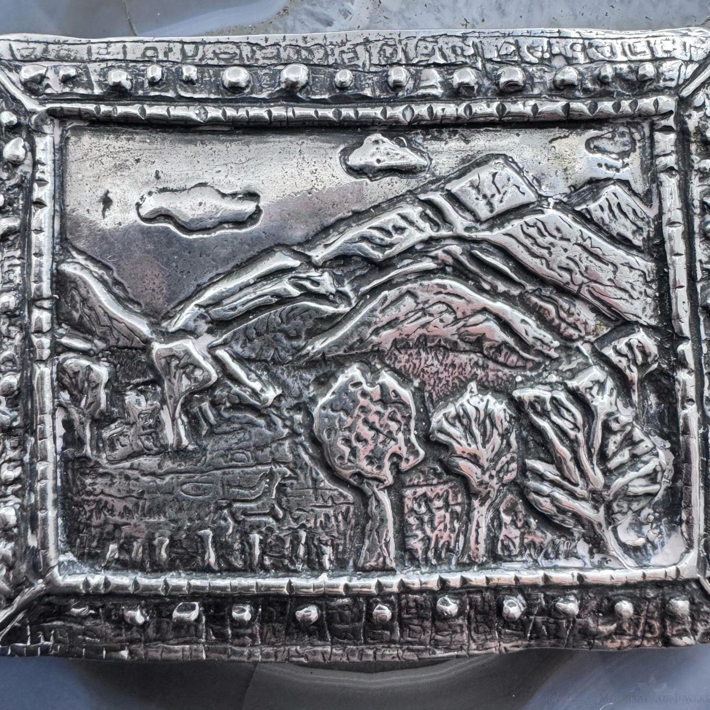 Claire Haye Vintage Silver "Sacred Trust" Rectangle Unisex Heavy Belt Buckle