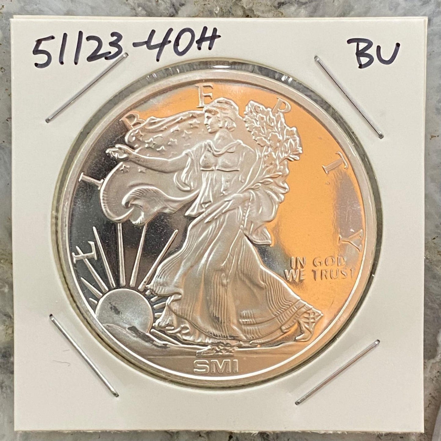 1.00 Ozt US Walking Liberty Design.999 Fine Silver Coin BU #51123-4OH