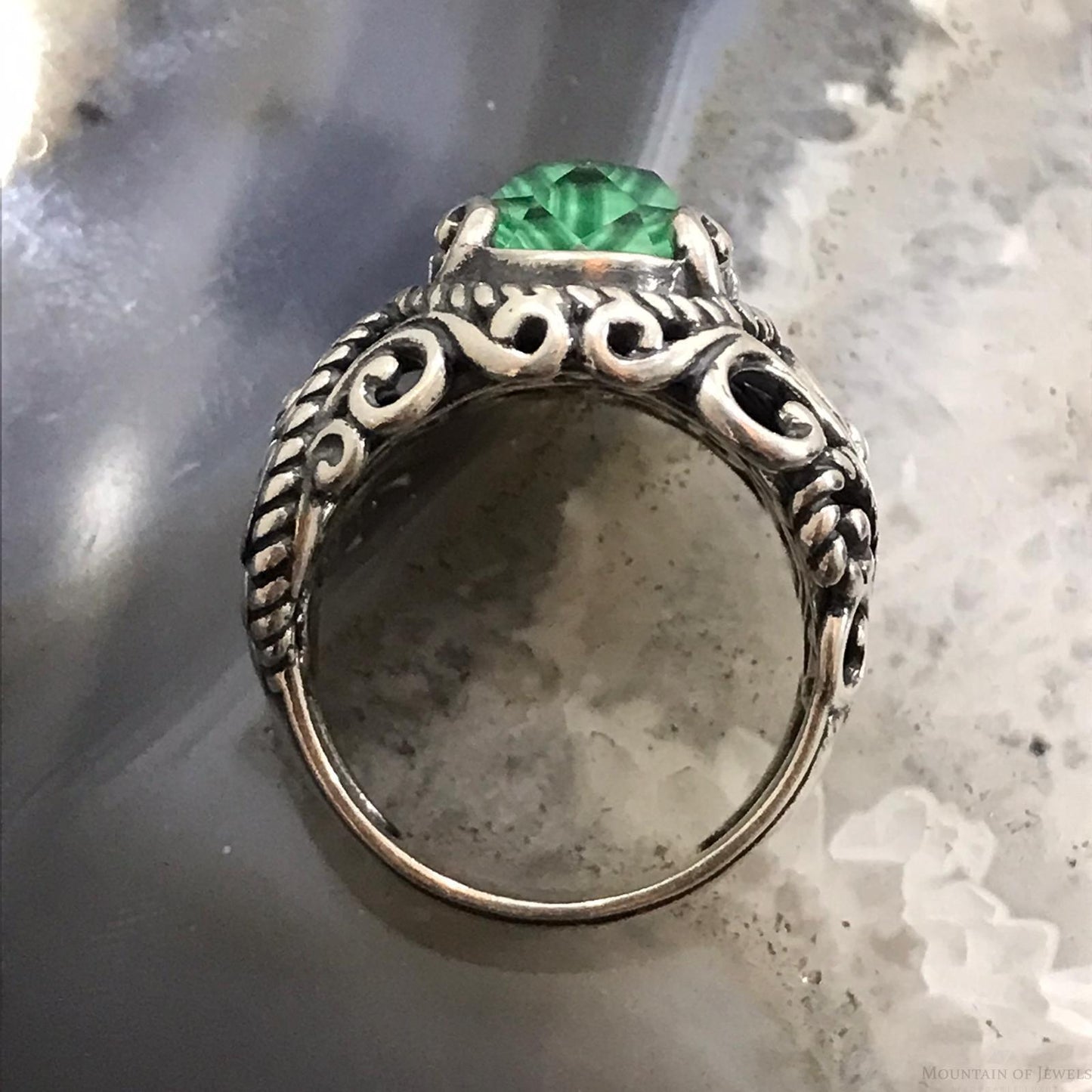 Carolyn Pollack Sterling Silver Oval Malachite Doublet Ring Size 8.25 For Women