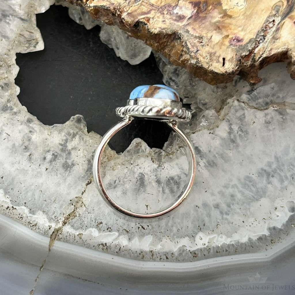 Sterling Silver Southwestern Style Teardrop Double Golden Hill Turquoise Ring Size 8 For Women