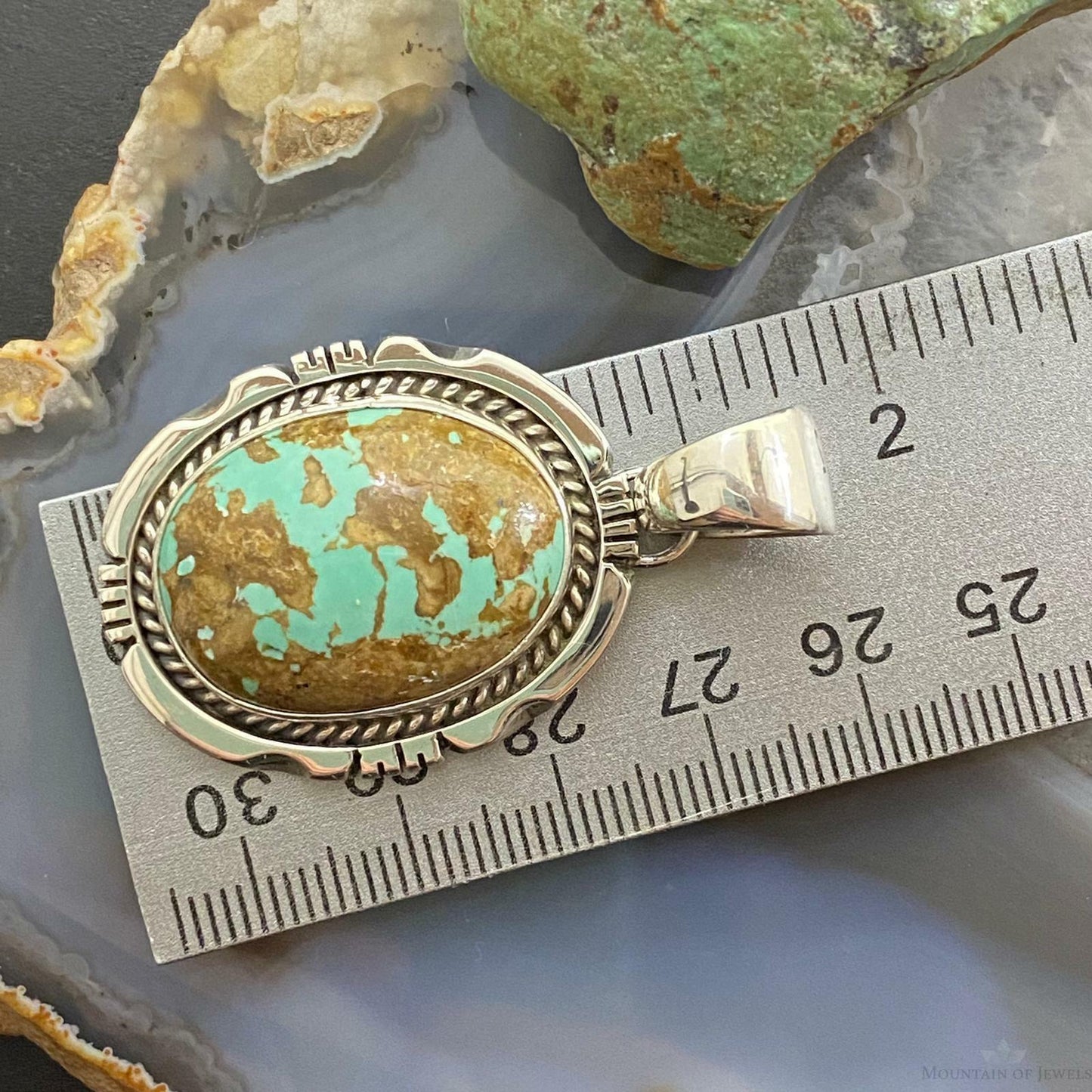 Wydell Billie Sterling Silver Oval Turquoise w/Brown Matrix Unisex Pendant