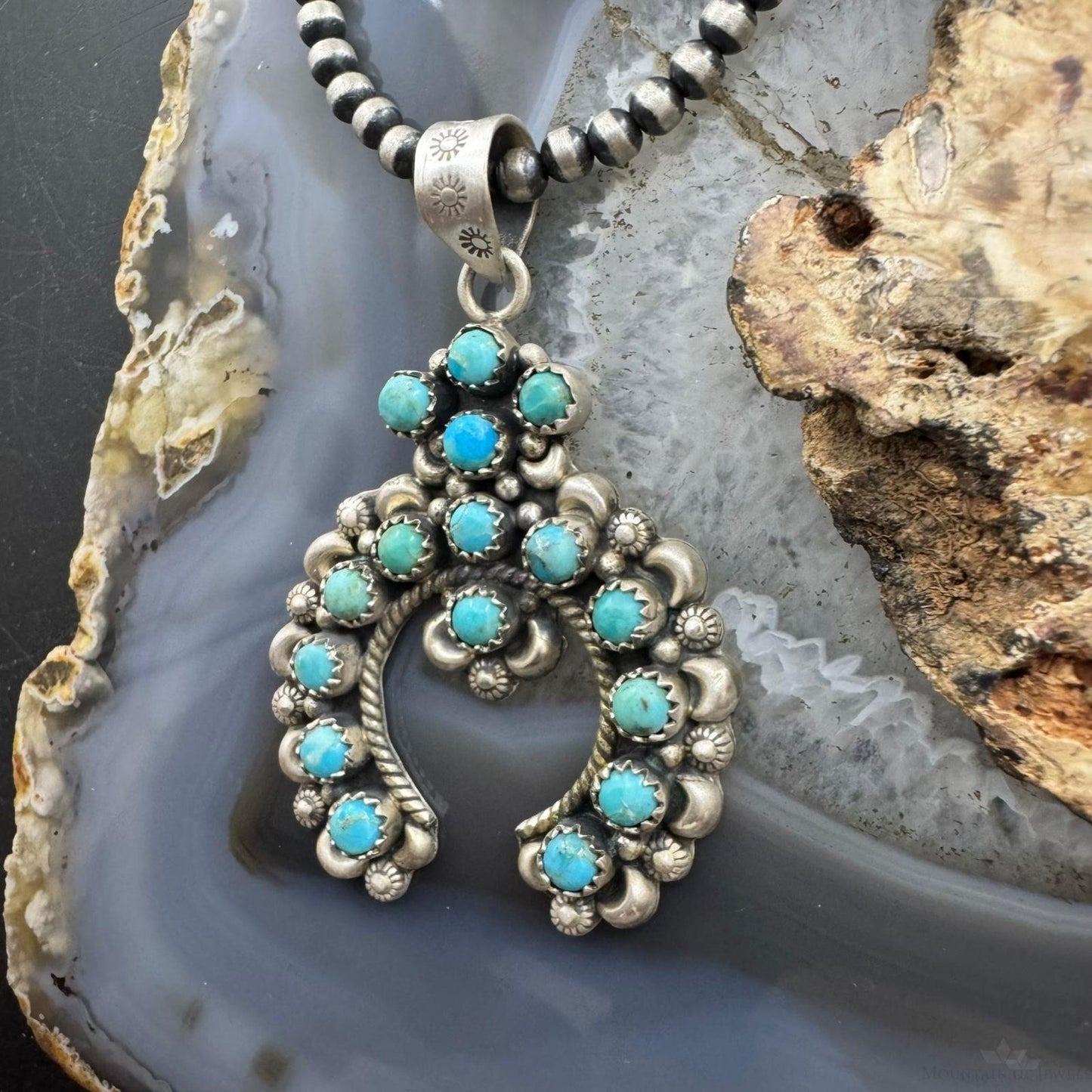 Sterling Silver Southwestern Style Multi Turquoise Decorated Naja Pendant For Women