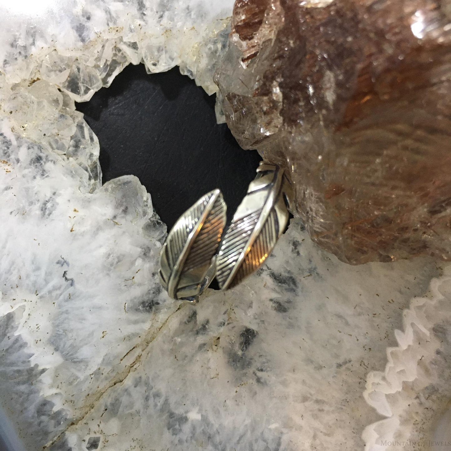 Carolyn Pollack Southwestern Style Sterling Silver Double Feather Ring For Women