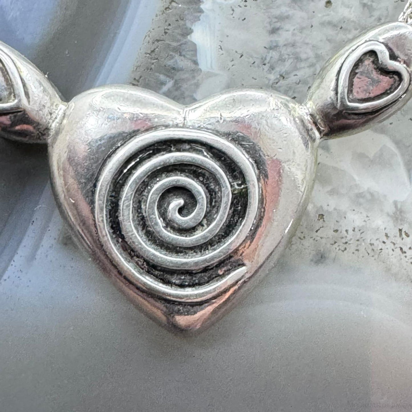 Carolyn Pollack Sterling silver Multistone Chip Inlay Double Sided Heart Pendant 16" Necklace For Women