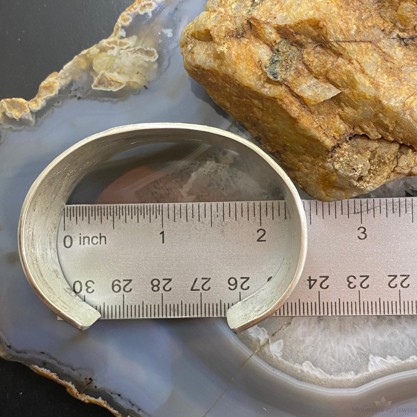 Cheyenne Custer Native American Sterling Silver Tufa Cast Bracelet For Women