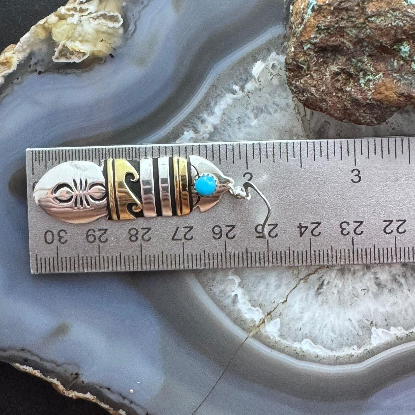 Tommy & Rosita Singer Sterling Silver & Gold Filled Turquoise Dangle Earrings For Women #3
