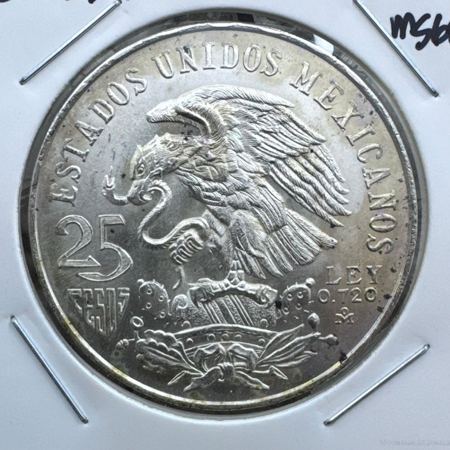 1968 Mexico 72% Silver Olympic Games 25 Pesos #61425-3U