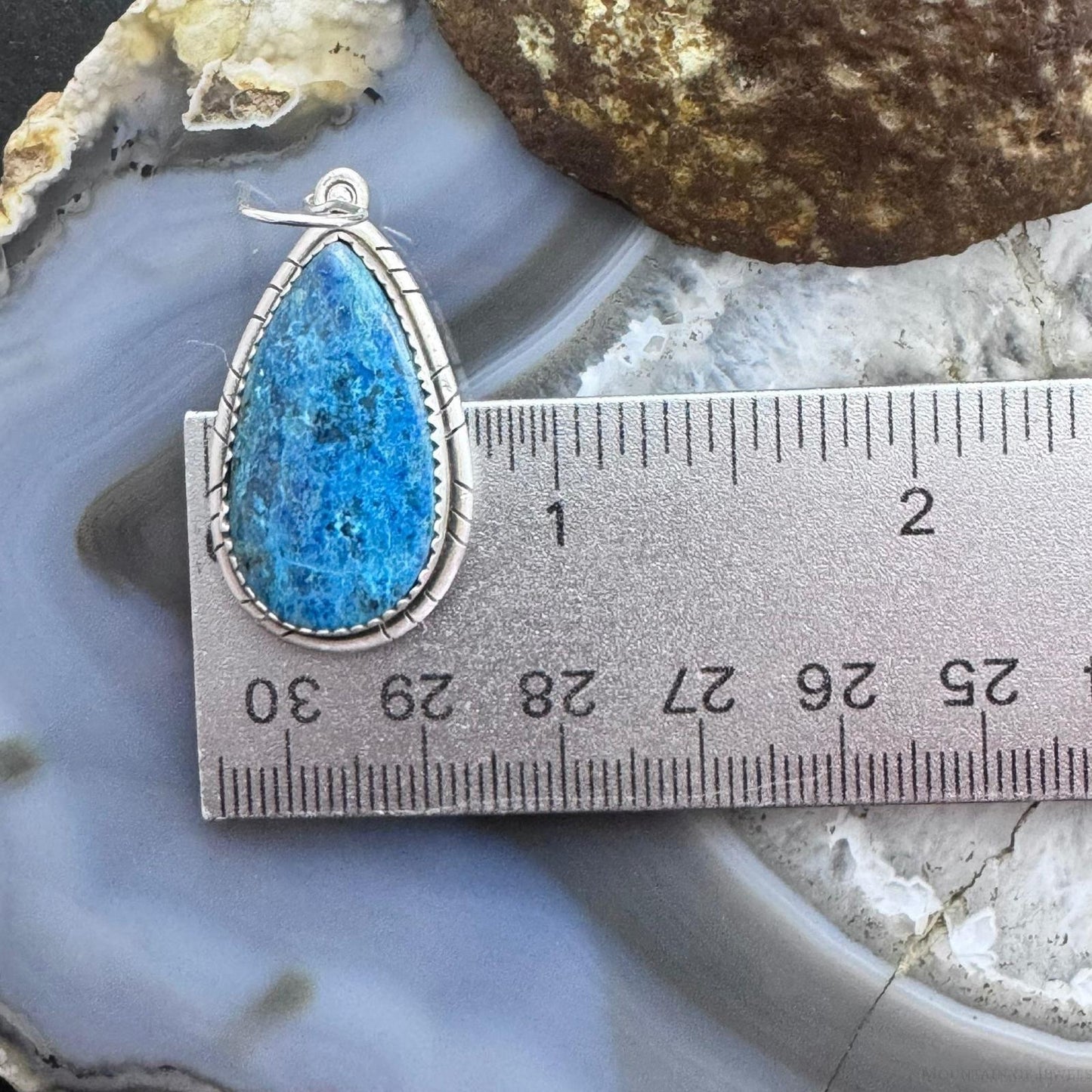 Sterling Silver Southwestern Style Teardrop Shattuckite Dangle Earrings For Women #2
