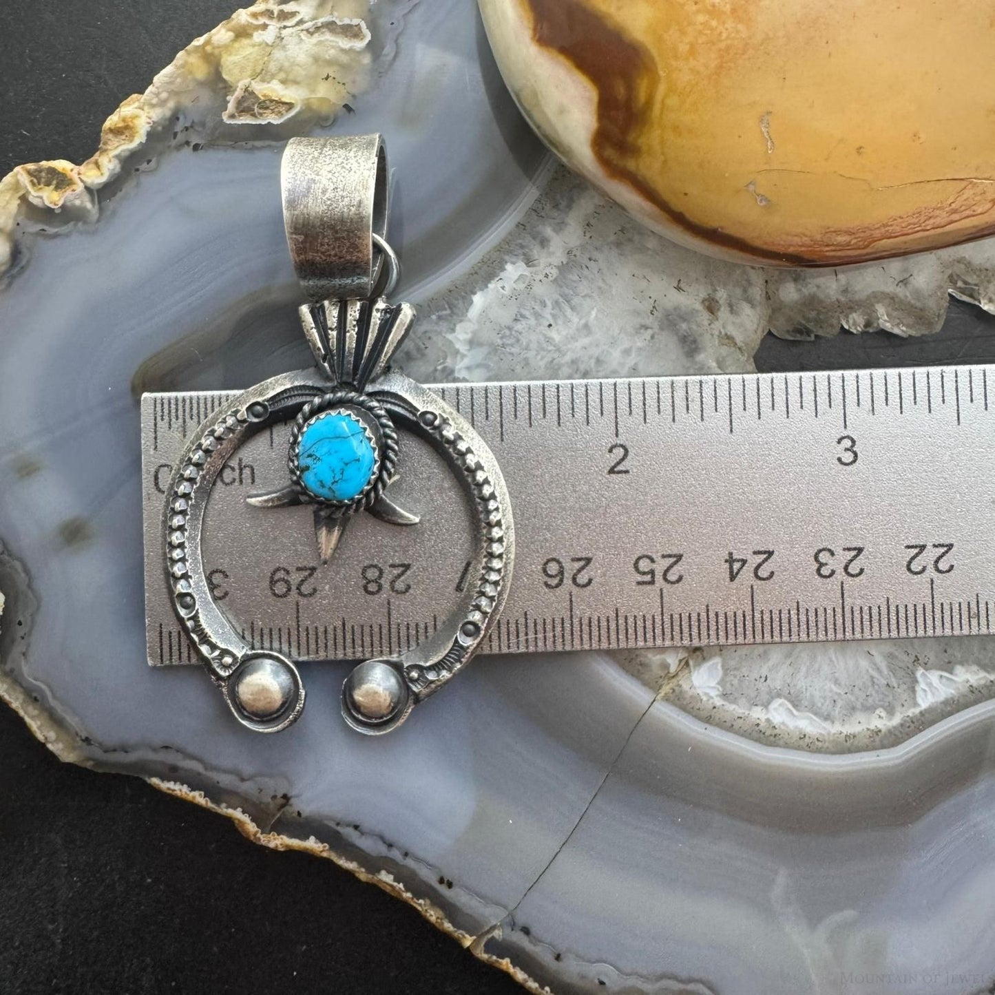 Eva & Linberg Billah Native American Sterling Turquoise Unisex Naja Pendant #3
