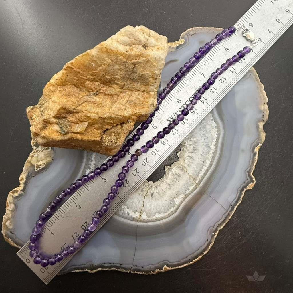 Sterling Silver 6mm Amethyst Beaded 18" Necklace For Women