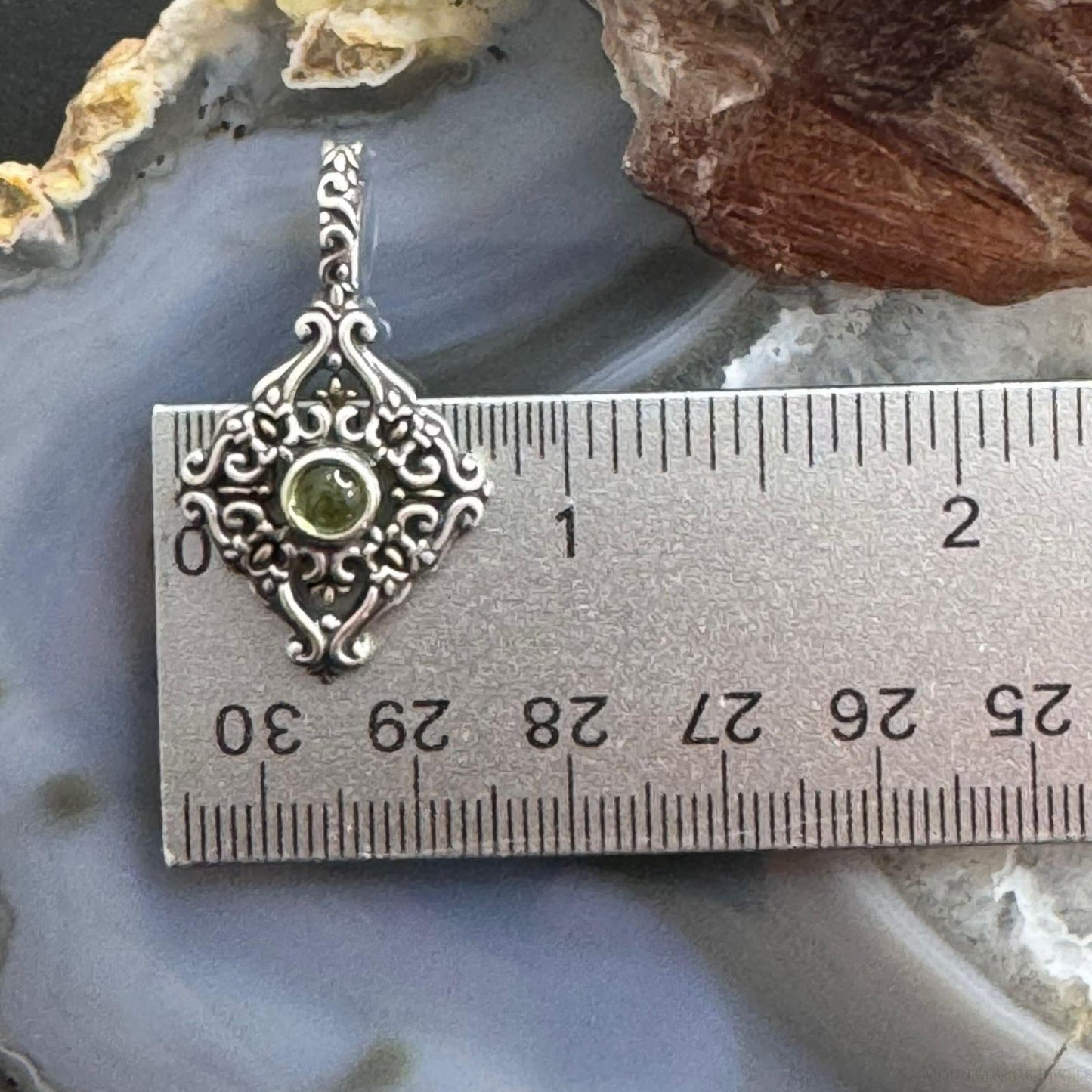 Carolyn Pollack Sterling Silver Peridot Dot Decorated Enhancer Pendant For Women