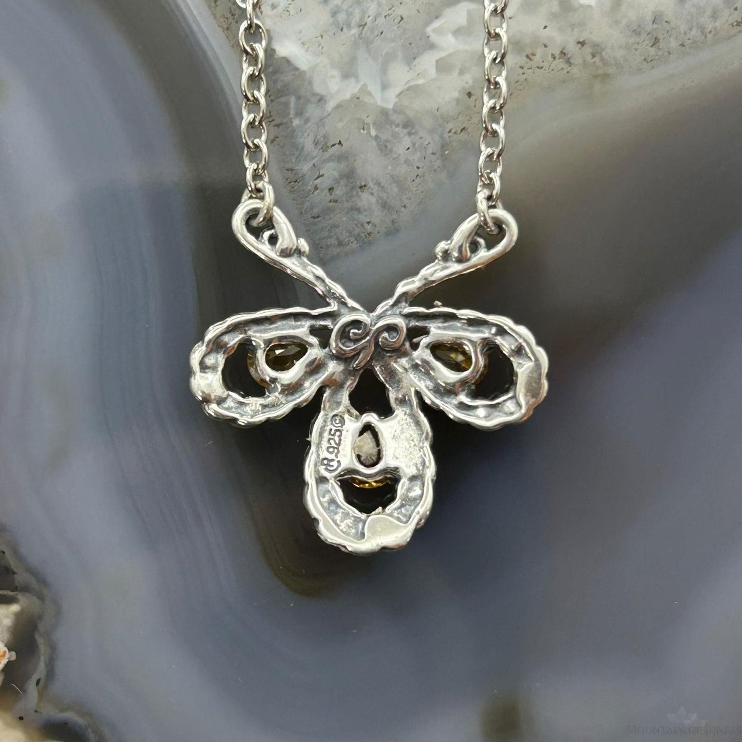 Carolyn Pollack Vintage Sterling Silver Twisted Rope w/Citrine 18"-20" Necklace For Women