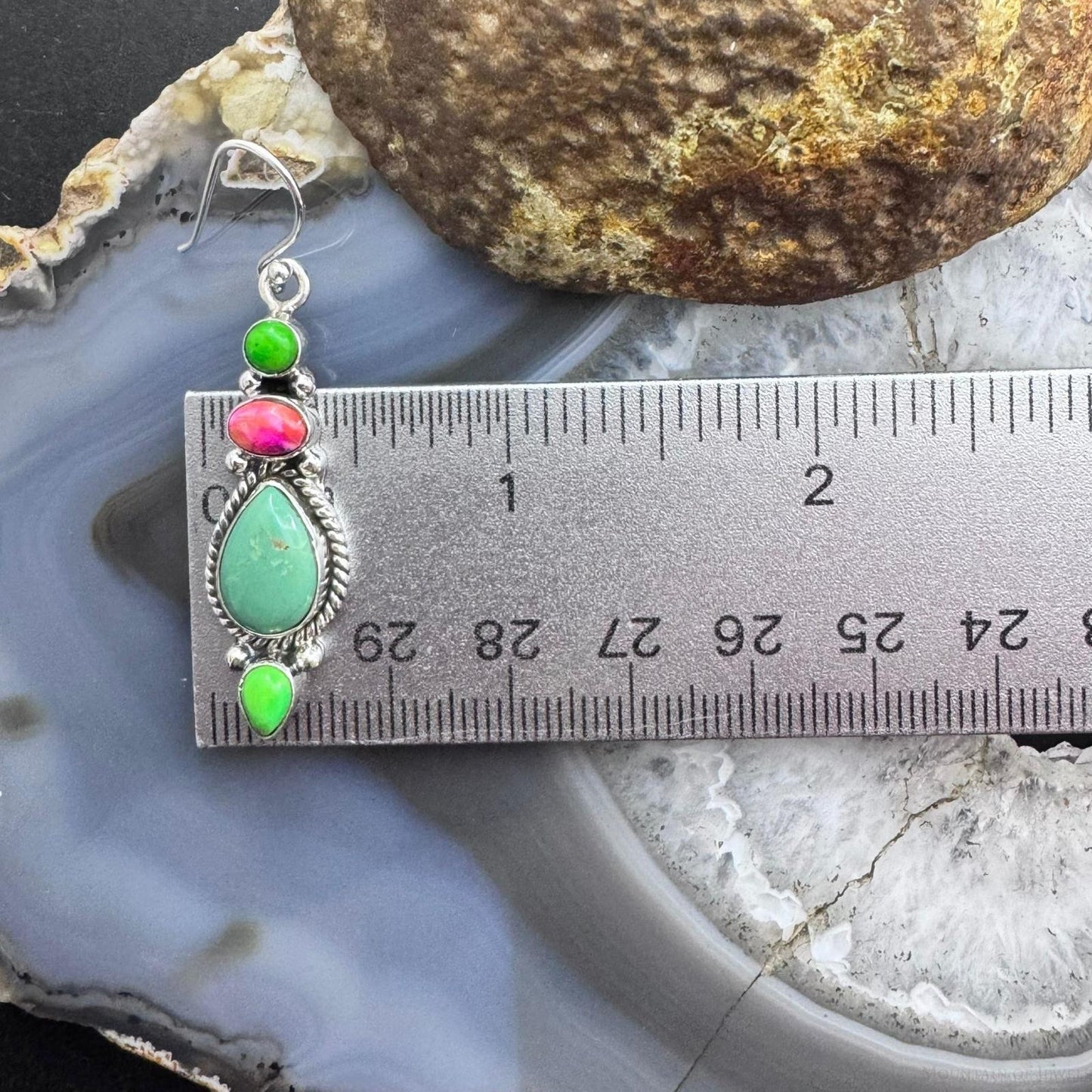 Sterling Silver Southwestern Style Multistone Dangle Earrings For Women #6