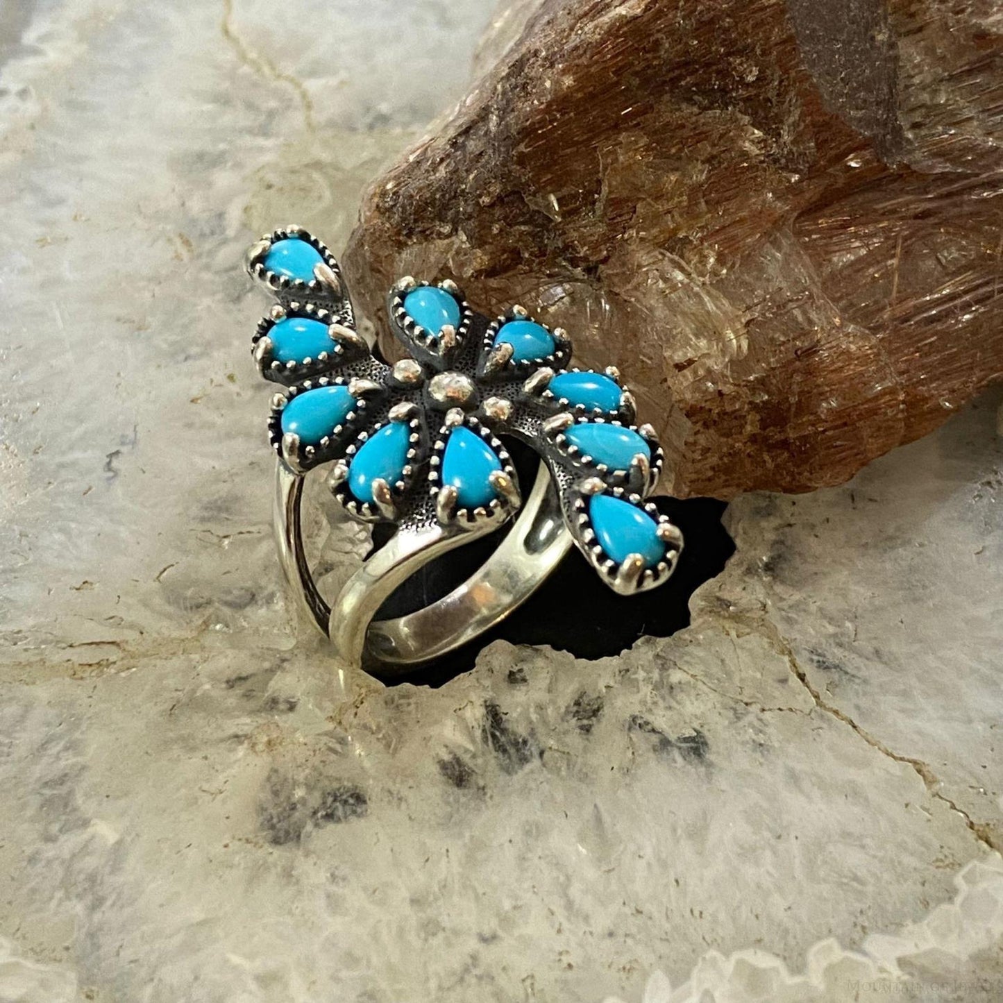 Carolyn Pollack Sterling Turquoise Cluster Decorated Ring Variety of Sizes