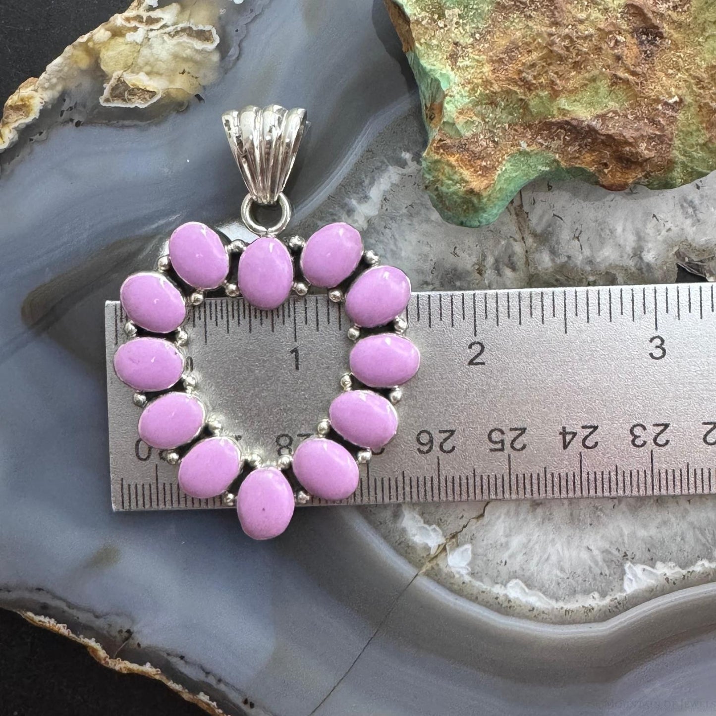 Native American Sterling Silver Phosphosiderite Heart Shape Pendant For Women