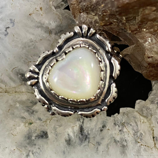 Carolyn Pollack Southwestern Style Silver Mother of Pearl Heart Ring For Women