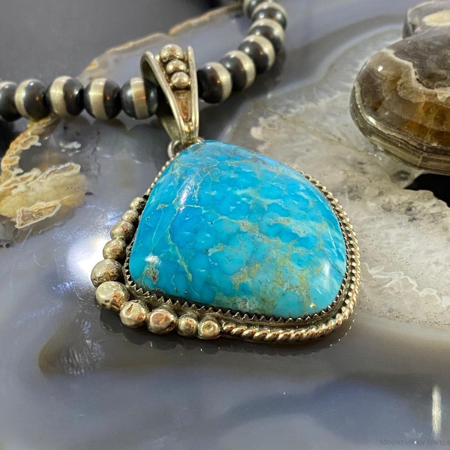 Daniel Etsitty Vintage Sterling Silver High Grade Turquoise Unisex Pendant