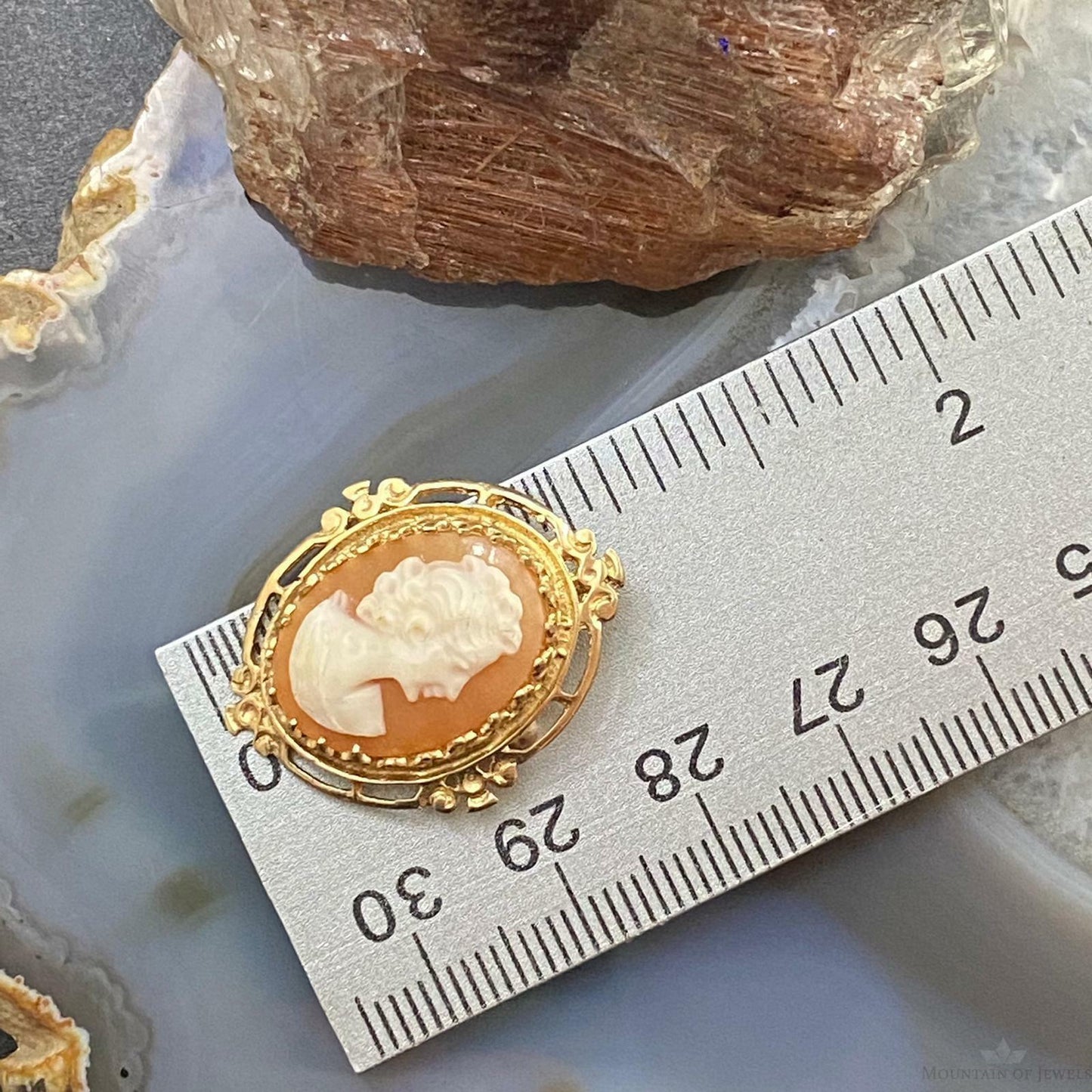 14K Yellow Gold Cameo Brooch/Pendant For Women