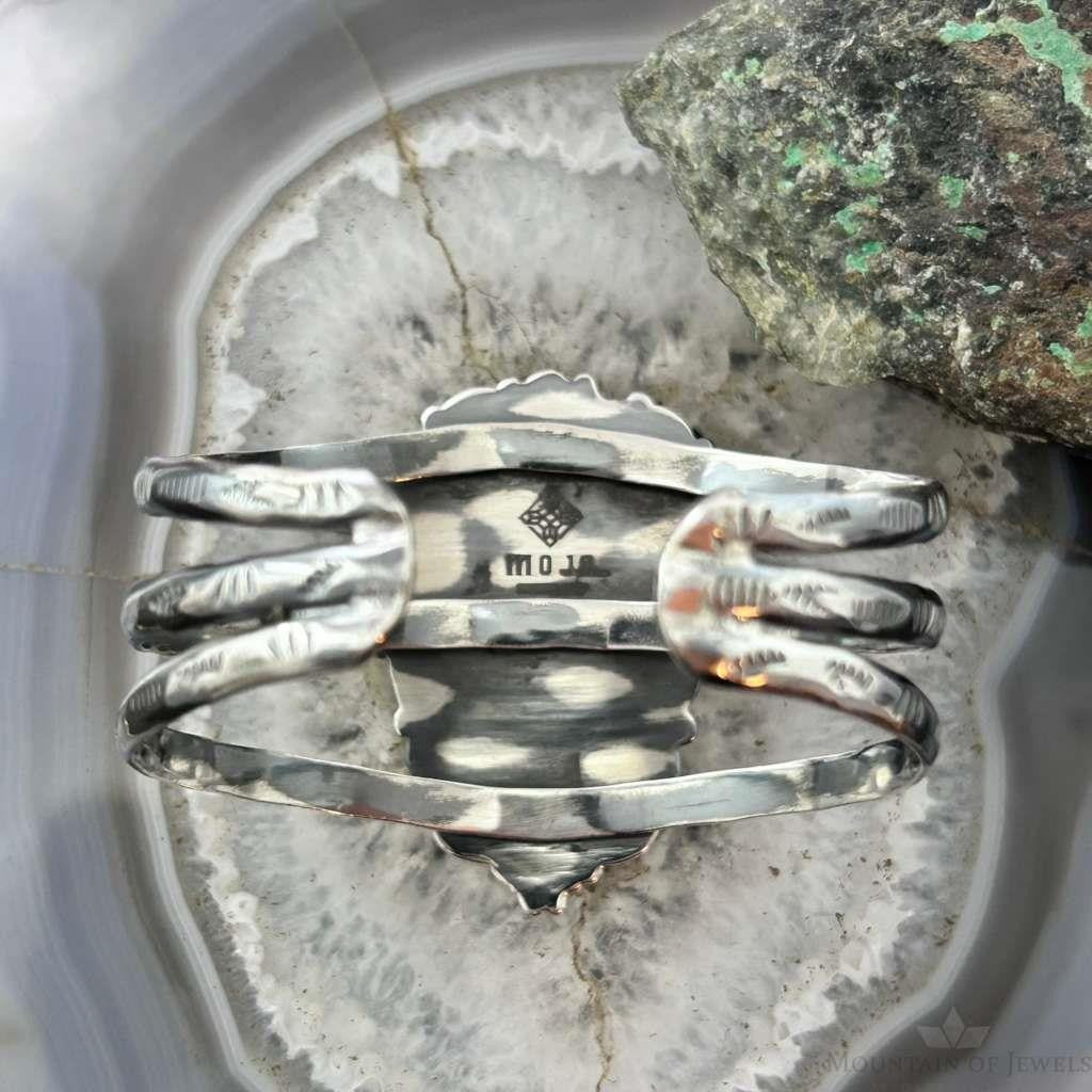 Sterling Silver Southwestern Style Teardrop Charoite Decorated Bracelet For Women