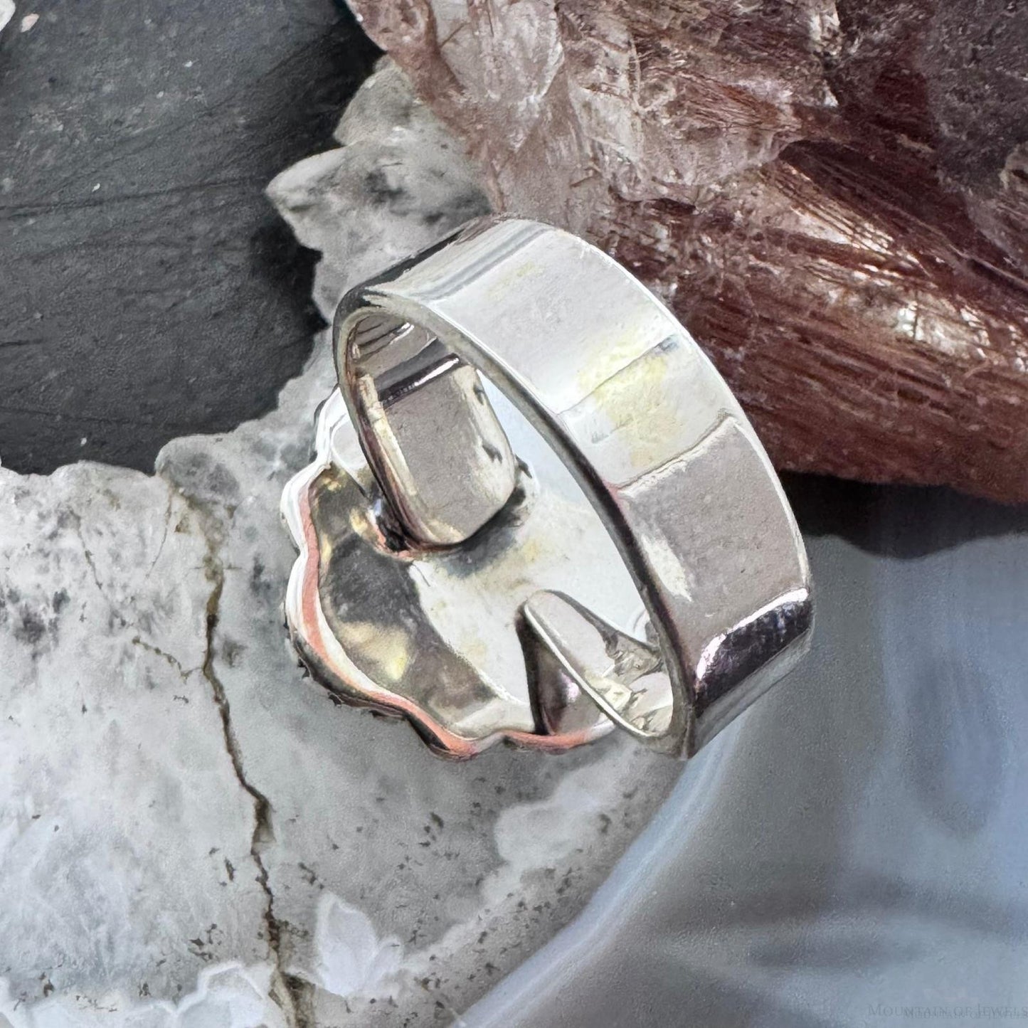 Sterling Silver Southwestern Style 4 Composite Turquoise Adjustable Ring For Women