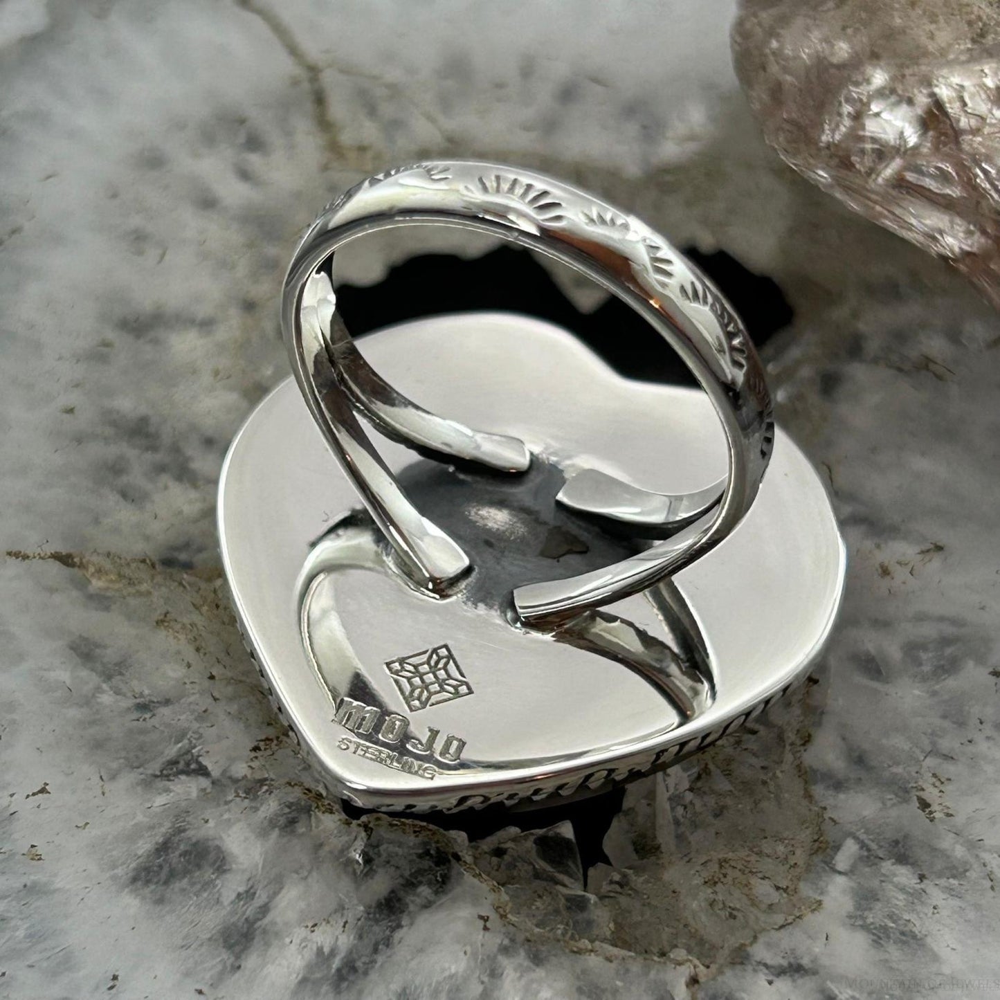 Sterling Silver Southwestern Style White Buffalo Heart Shape Ring Size 9 For Women