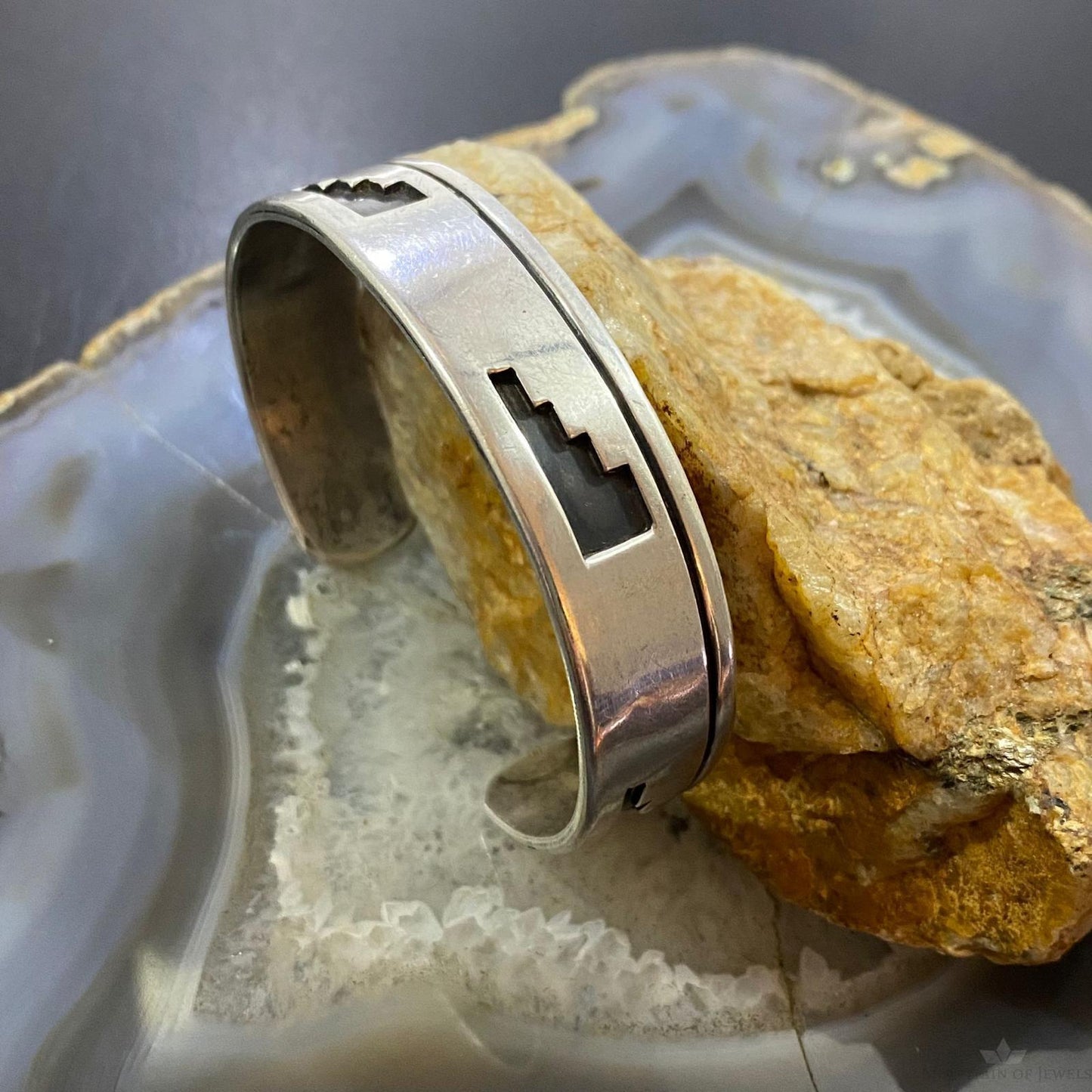Joe H. Quintana Vintage Native American Silver Overlay Bracelet For Women #2