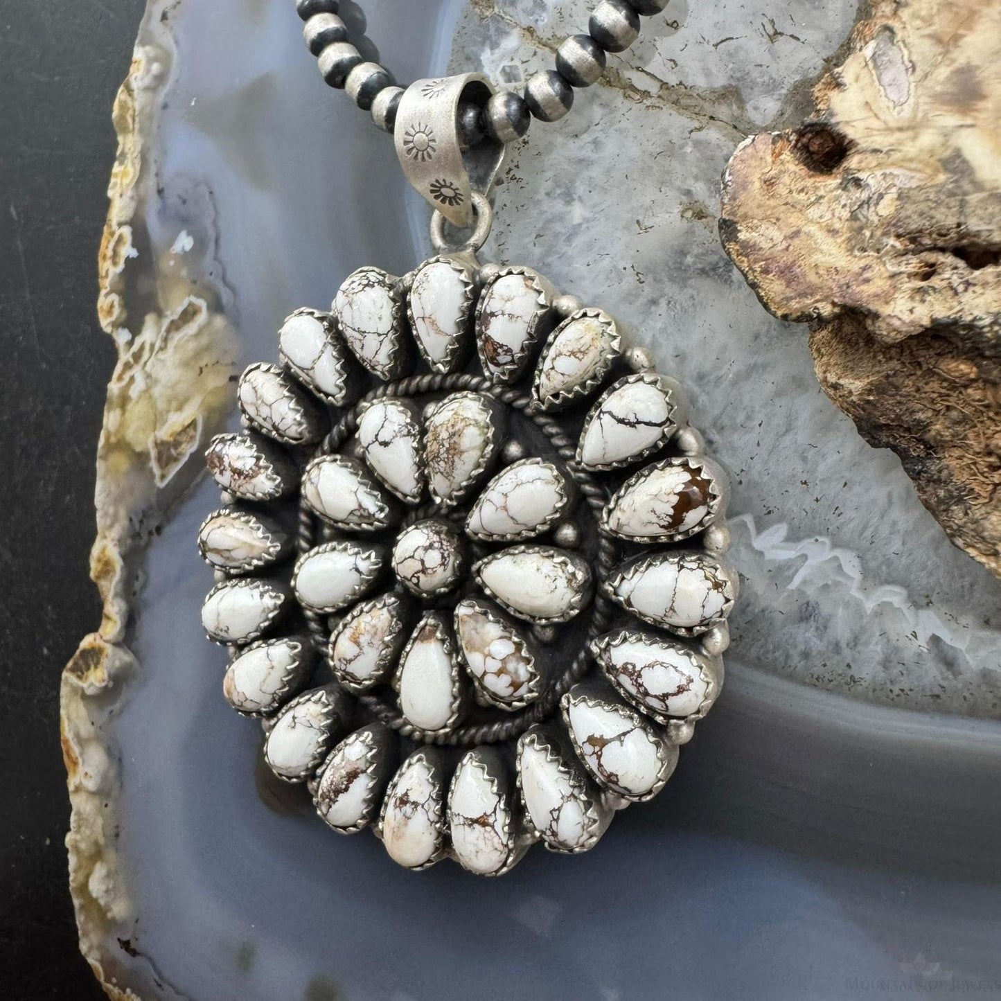 Sterling Silver Southwestern Style Teardrop Wild Horse Cluster Pendant For Women
