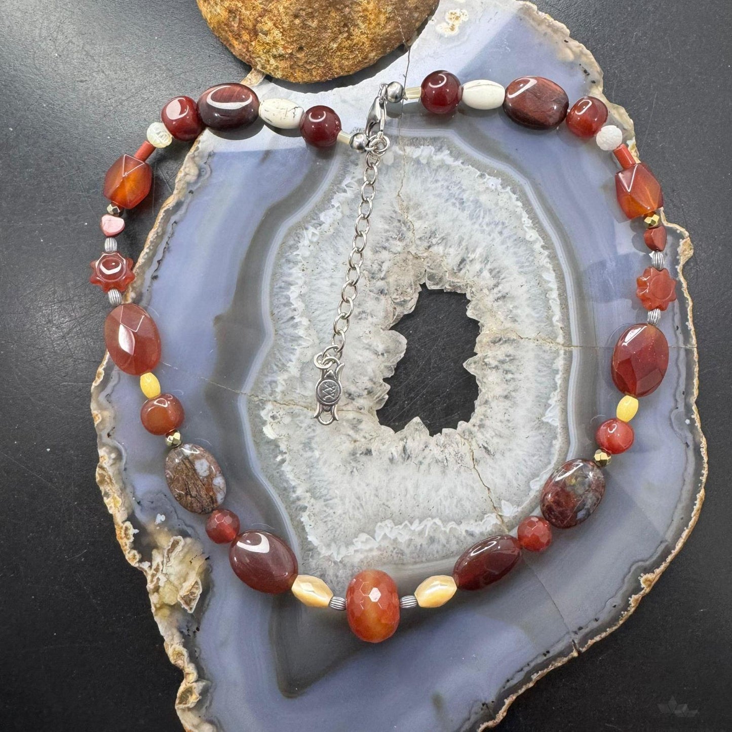 Carolyn Pollack Sterling Silver Multi Earthtone Gemstone Beaded Necklace For Women