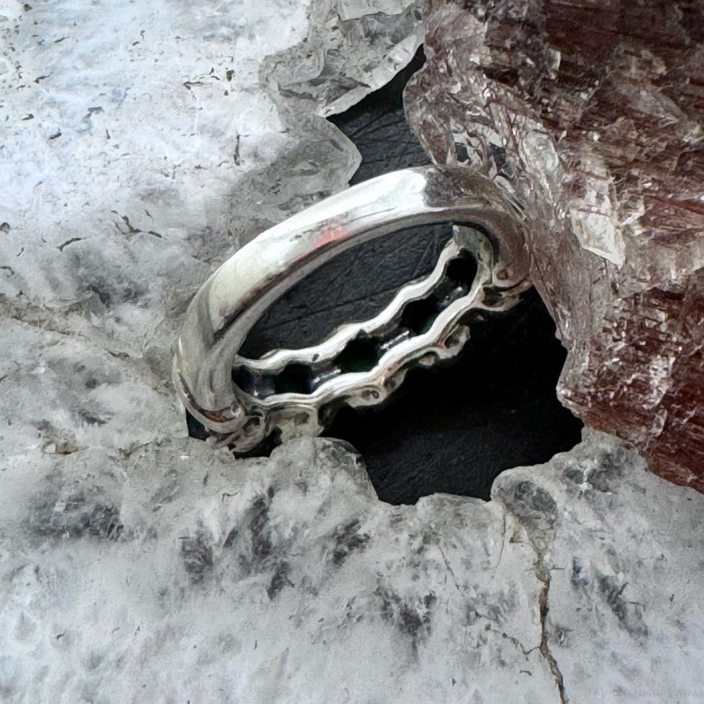 Carolyn Pollack Vintage Sterling Silver 5 Oval Malachite Band Ring For Women