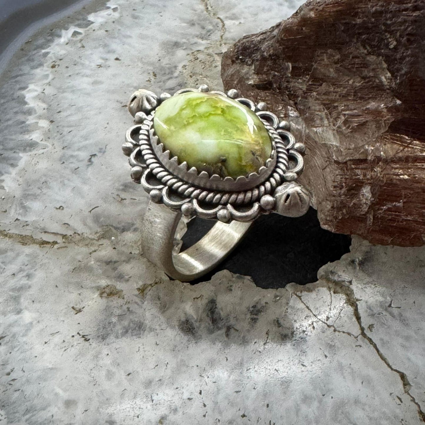 Sterling Silver Southwestern Style Palamino Decorated Adjustable Ring For Women