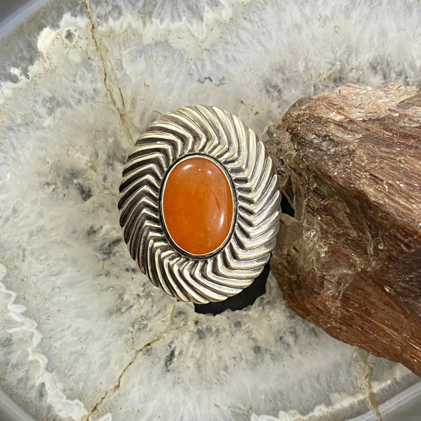 Carolyn Pollack Sterling Oval Carnelian Adjustable Decorated Ring For Women