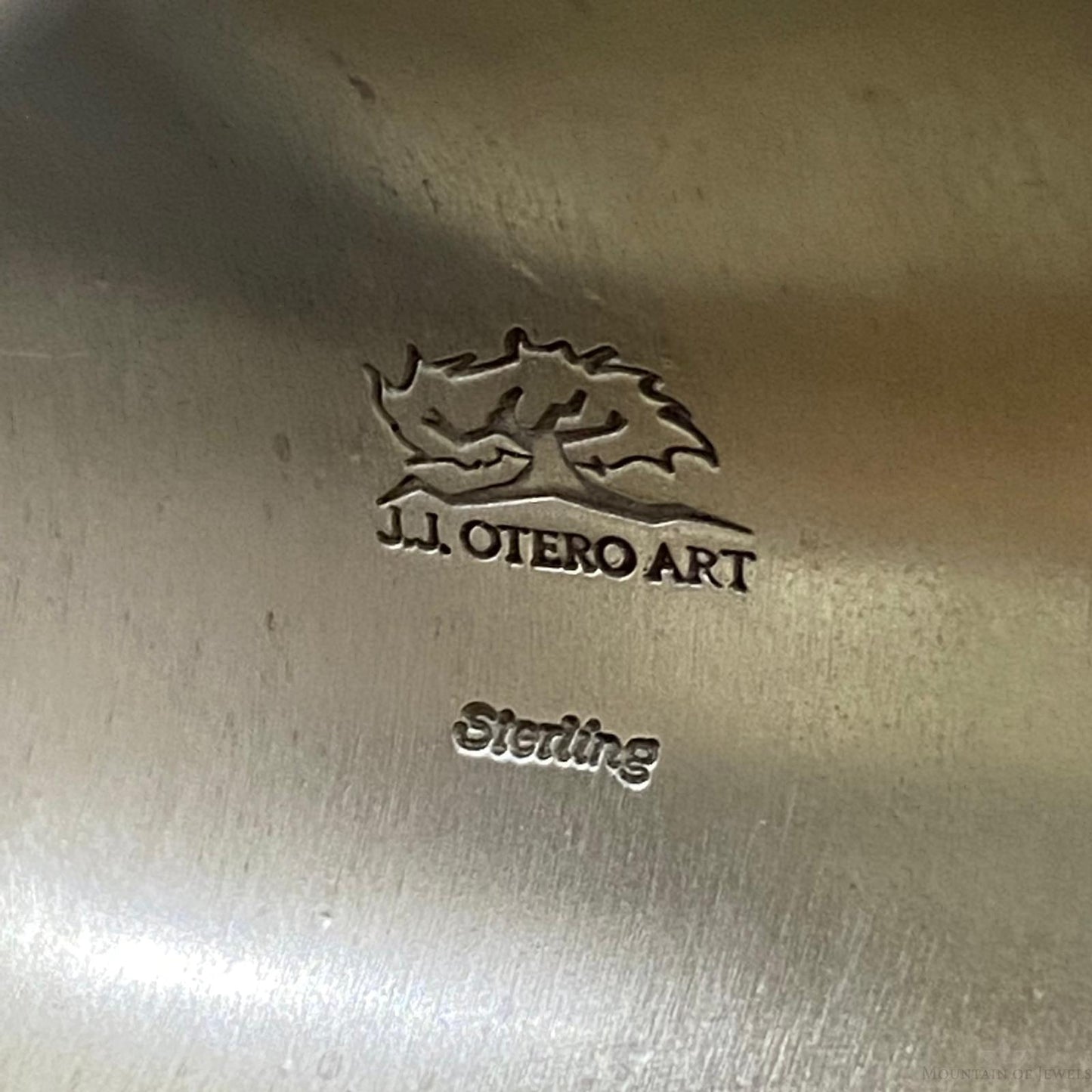 J J Otero Native American Sterling Silver Stamped Wide Heavy Gauge Bracelet
