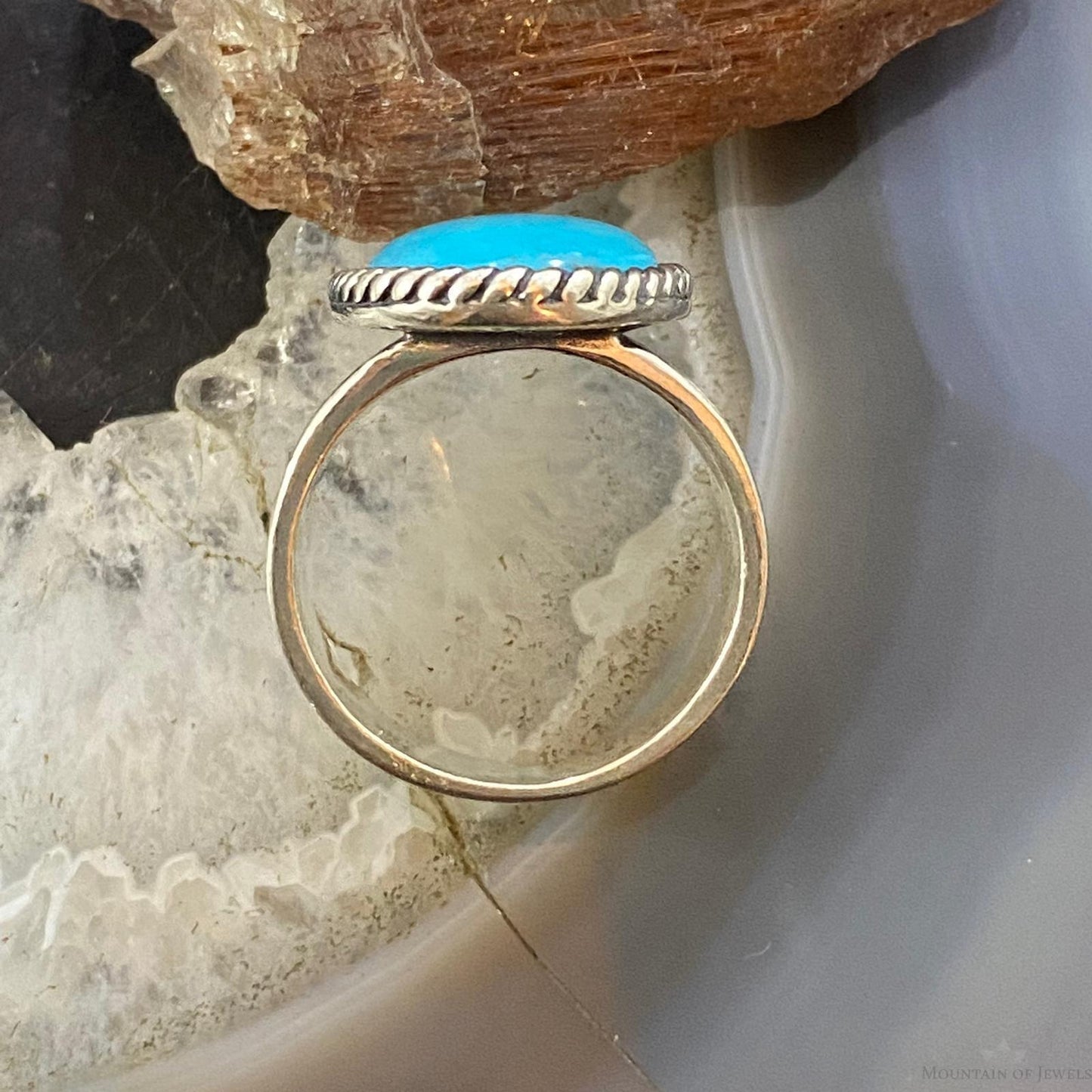 Carolyn Pollack Southwestern Style Sterling Silver Oval Turquoise Decorated Ring For Women, Variety of Sizes