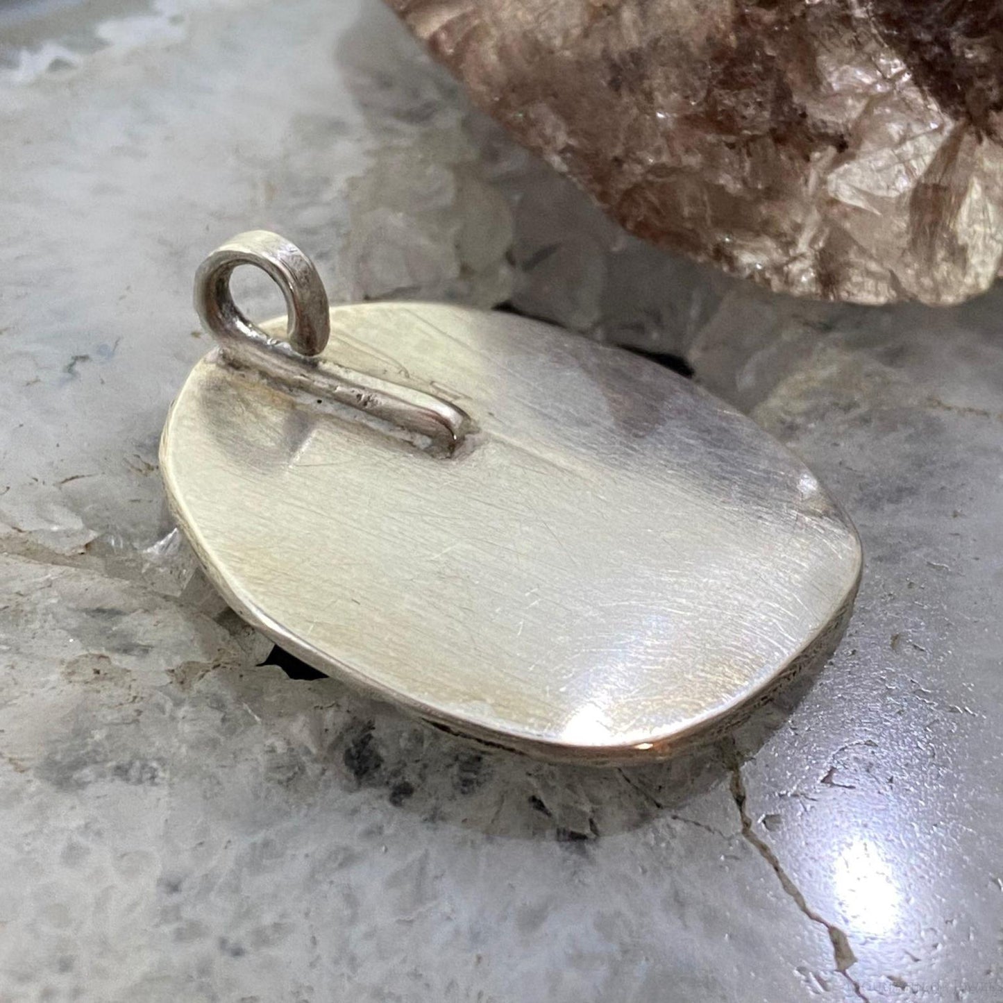 Vintage Native American Silver Oval Turquoise Unisex Pendant