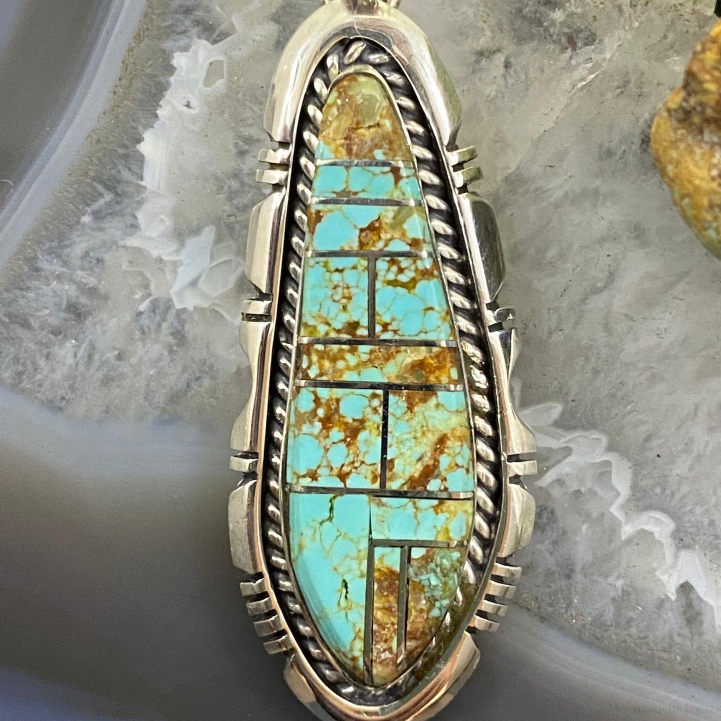 Wydell Billie Sterling Silver Turquoise Channel Inlay Unisex Pendant