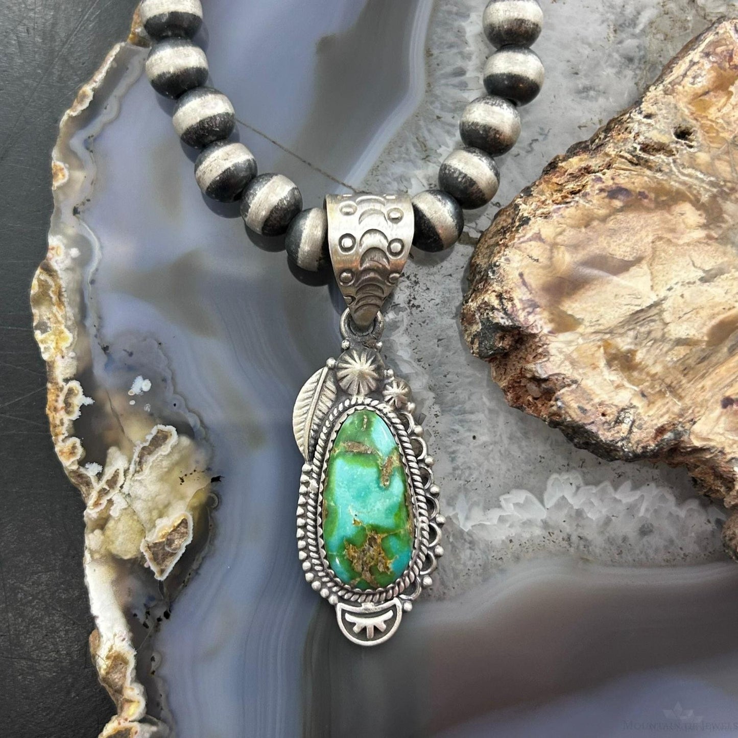 Sterling Silver Southwestern Style Sonora Gold Turquoise Decorated Pendant For Women #1
