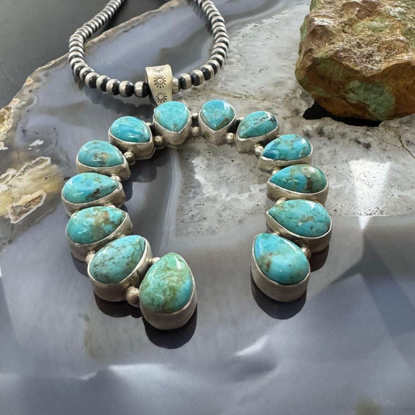 Sterling Silver Southwestern Style Turquoise Decorated Naja Pendant For Women