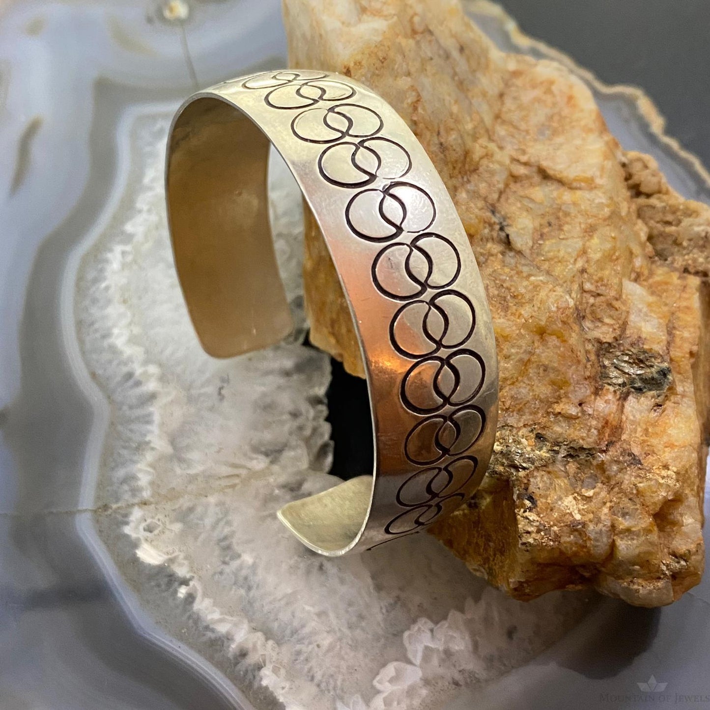 N. Begay Vintage Native American Sterling Silver Stamped Bracelet For Women