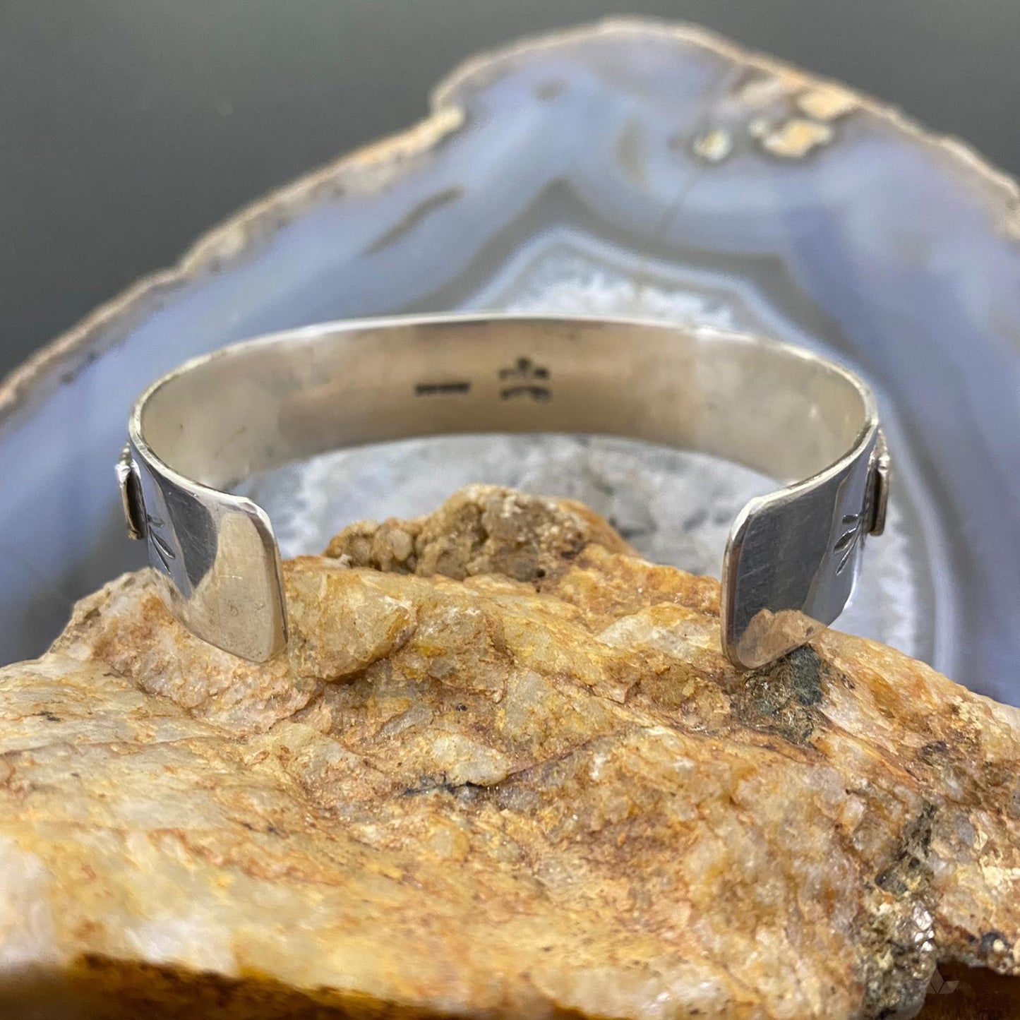 Vintage Native American Sterling Silver & GF Stamped Bear and SW Motif Bracelet