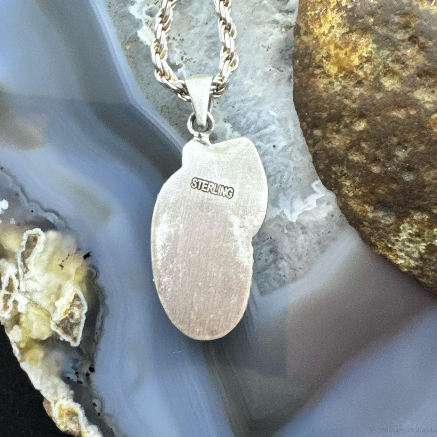 Sterling Silver Southwestern Style Oval Golden Hill Turquoise Pendant For Women