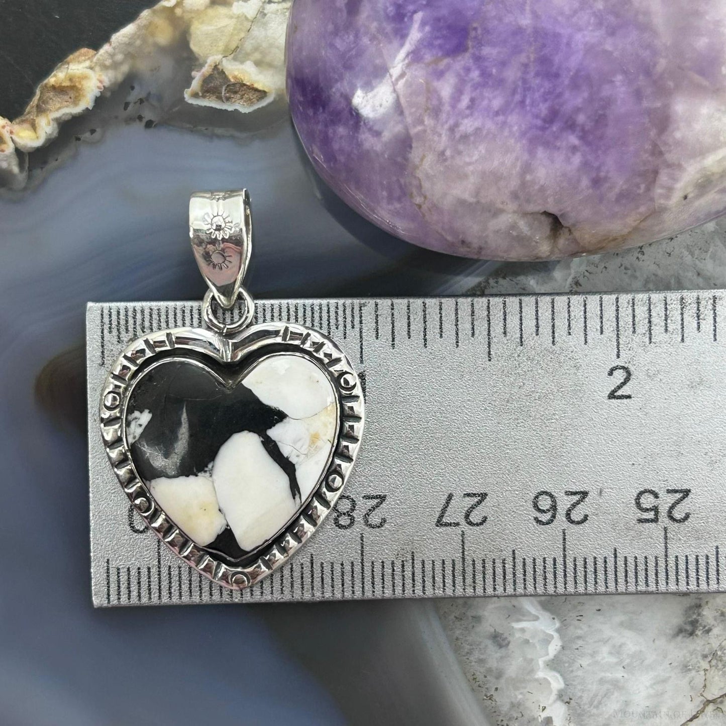 Sterling Silver Southwestern Style White Buffalo Heart Pendant For Women