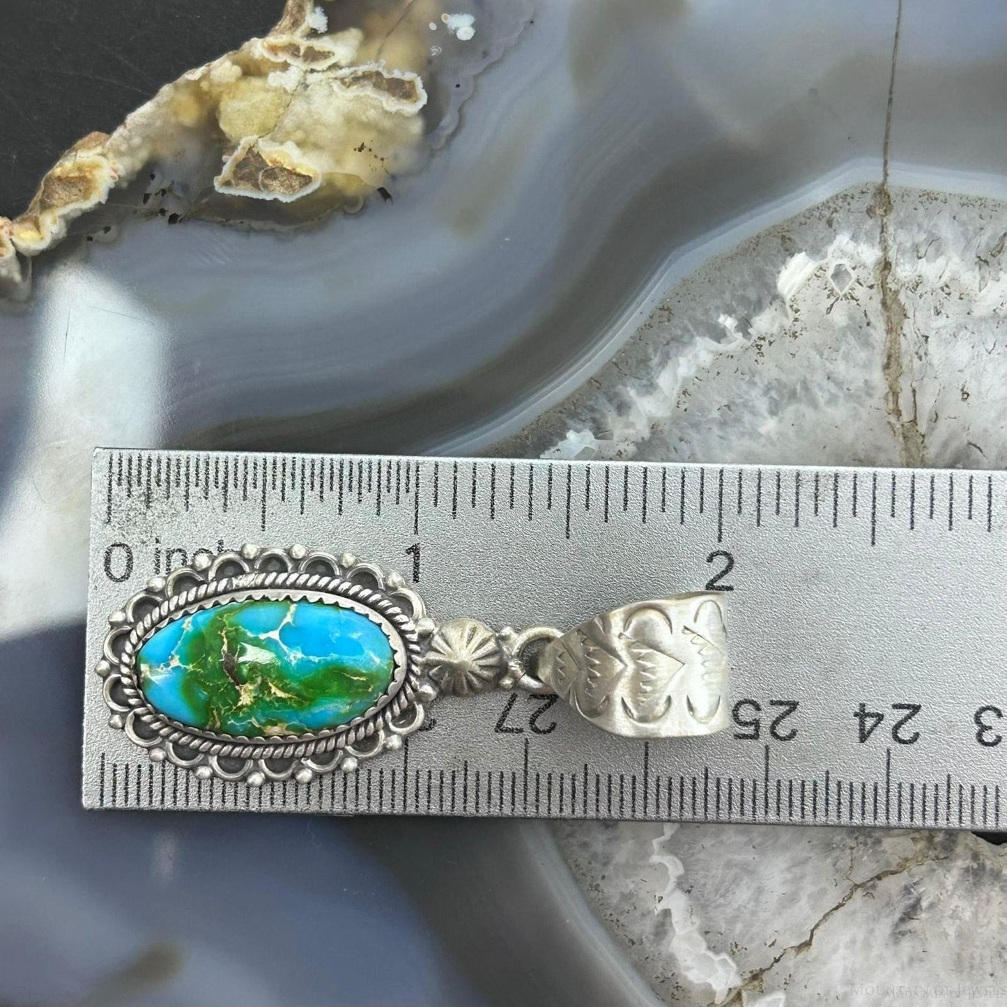 Sterling Silver Southwestern Style Oval Sonora Gold Turquoise Pendant For Women