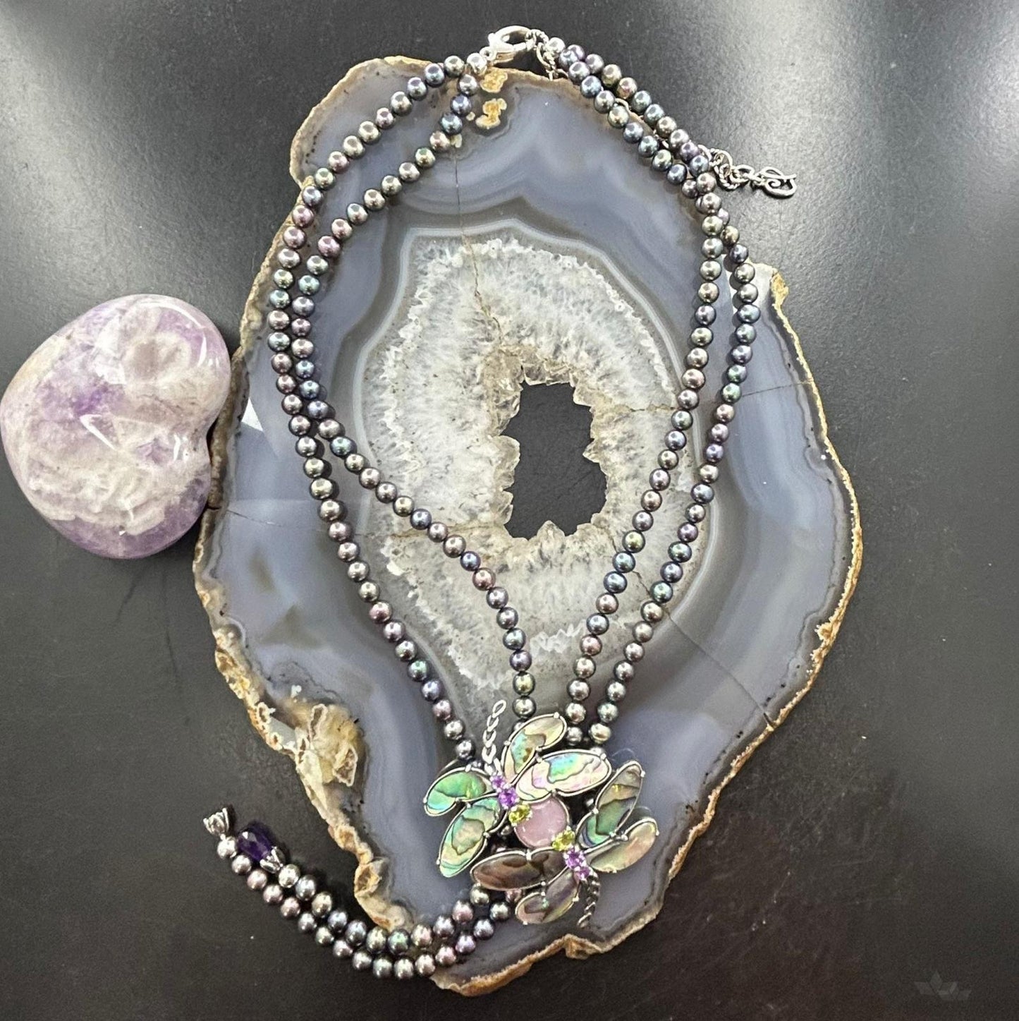 Carolyn Pollack Southwestern Style Sterling Silver Abalone Dragonflies Necklace For Women