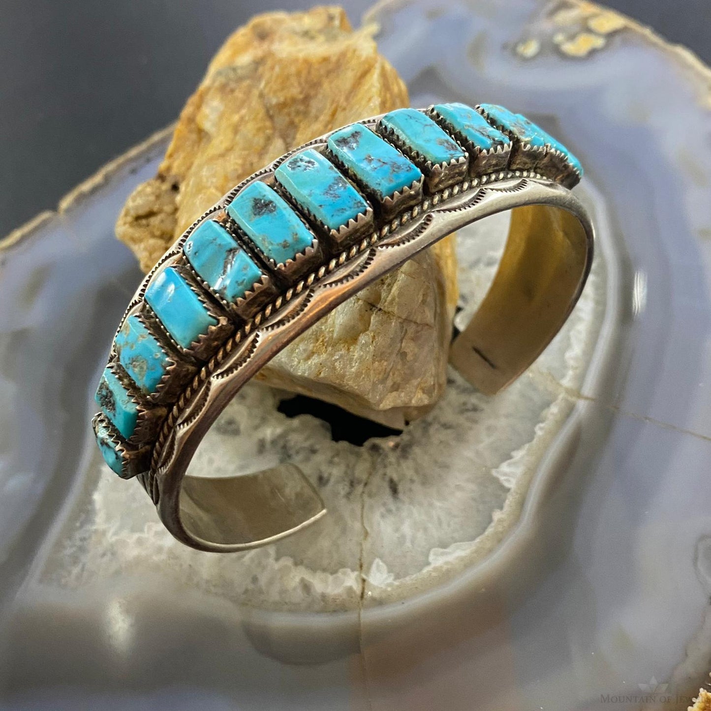Tommie Tso Sr Vintage Native American Sterling Silver Turquoise Bracelet For Men